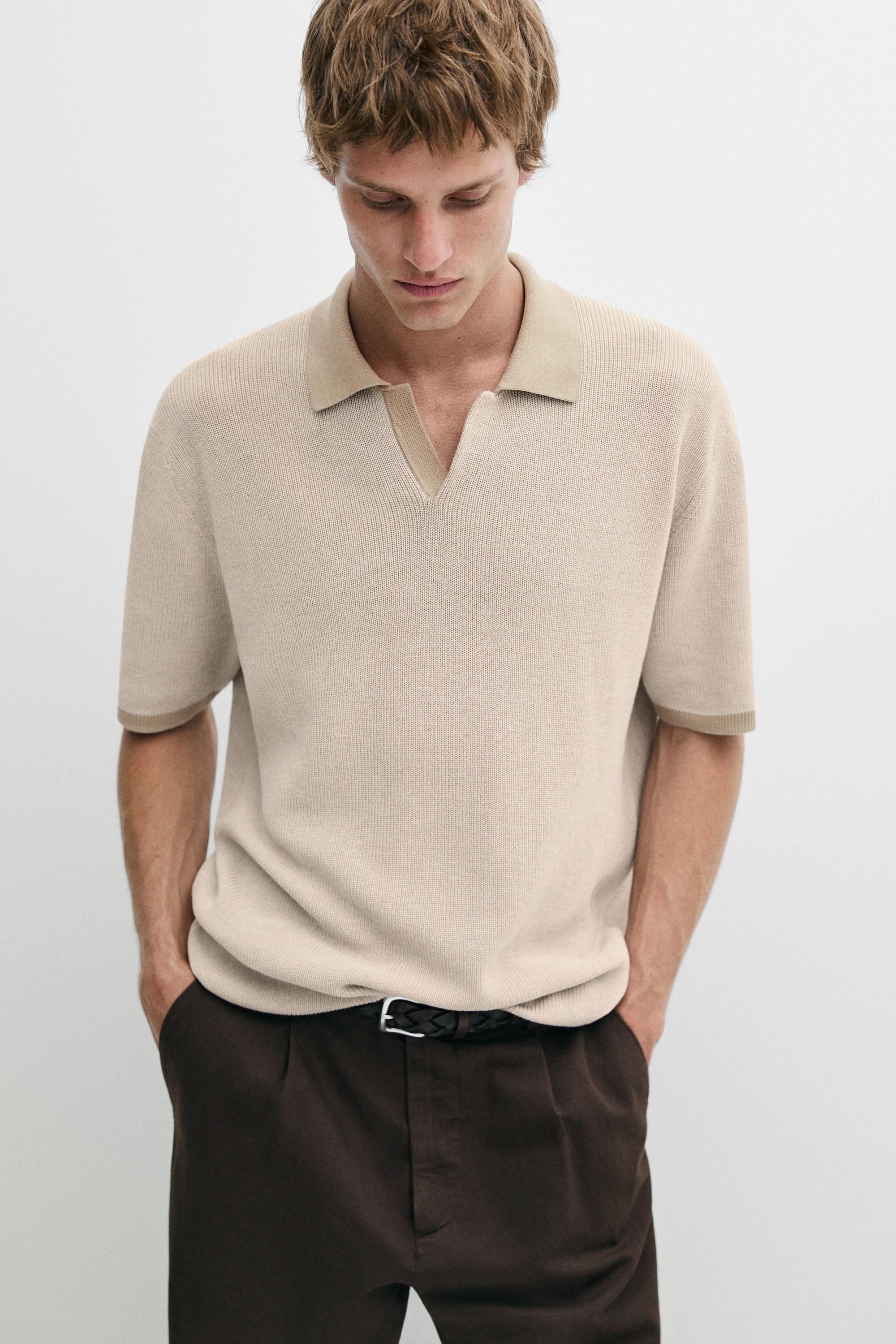 100% Cotton knit polo sweater — CREAM