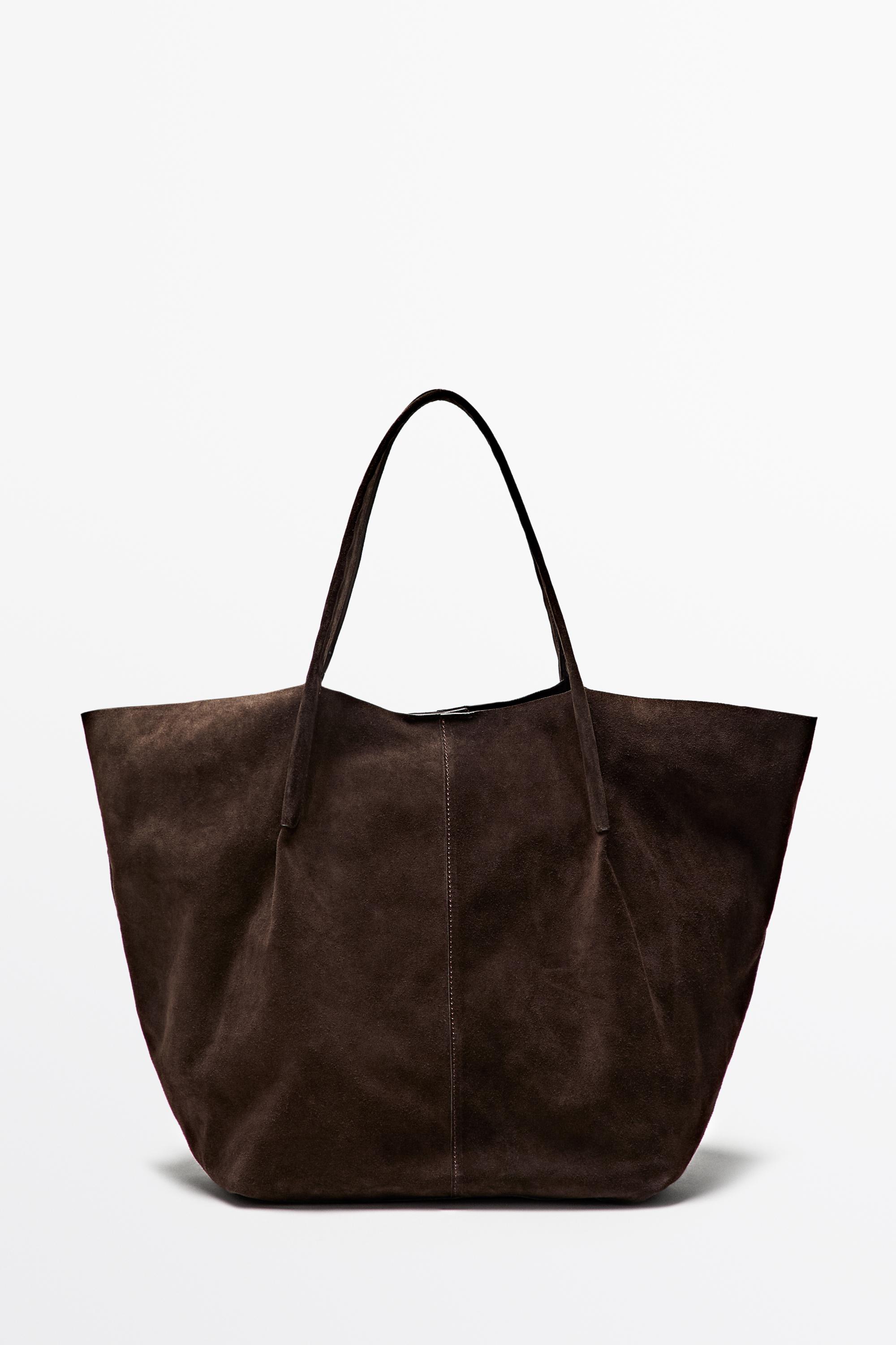 Split leather tote bag