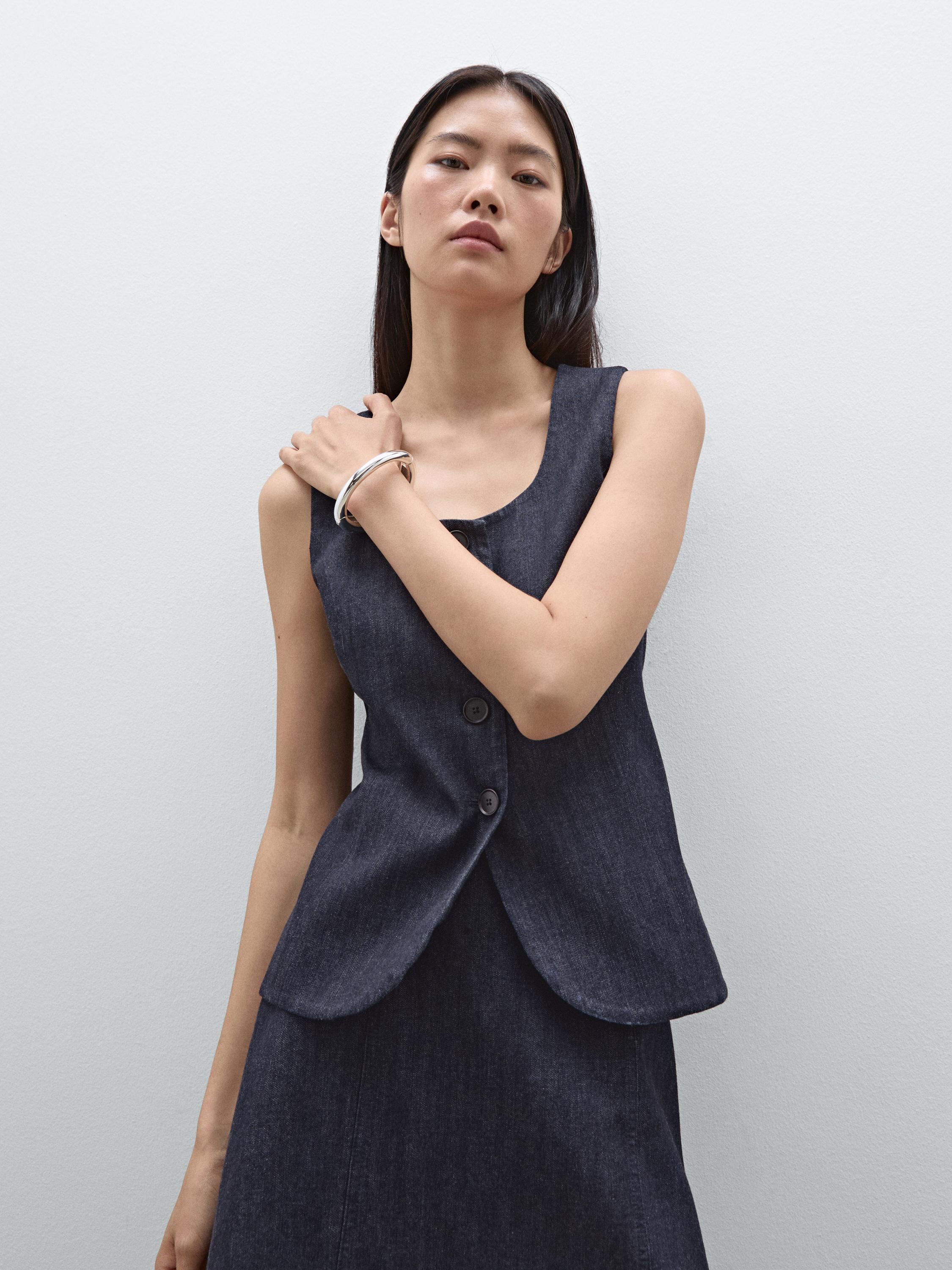 100% cotton denim waistcoat
