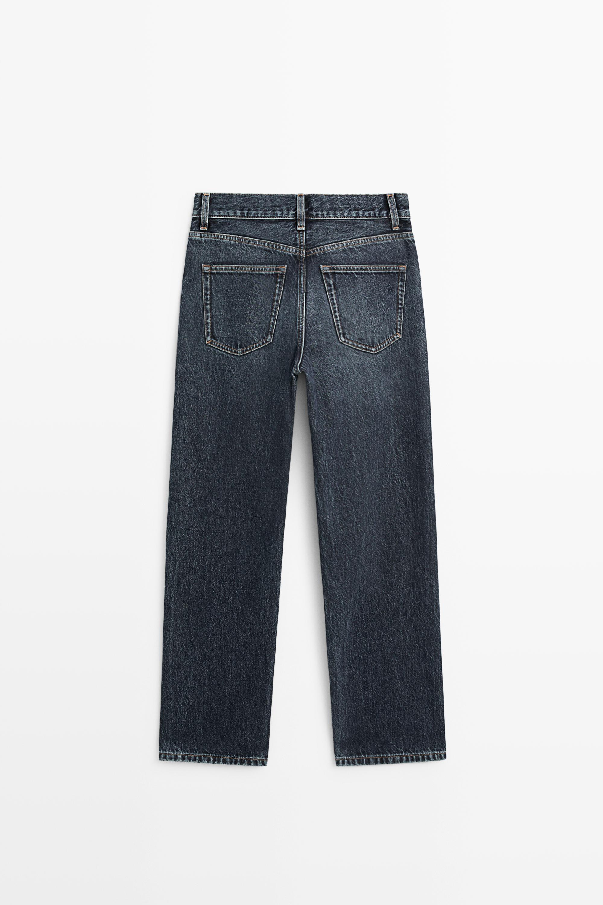 High-waist straight-leg jeans — MEDIUM BLUE