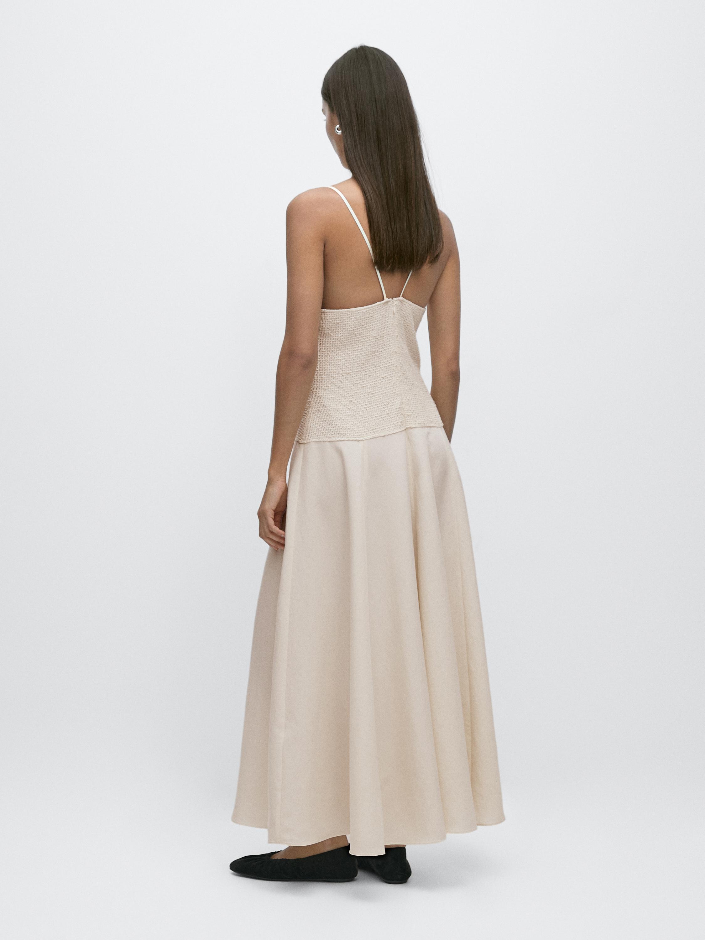 Long contrast dress — CREAM