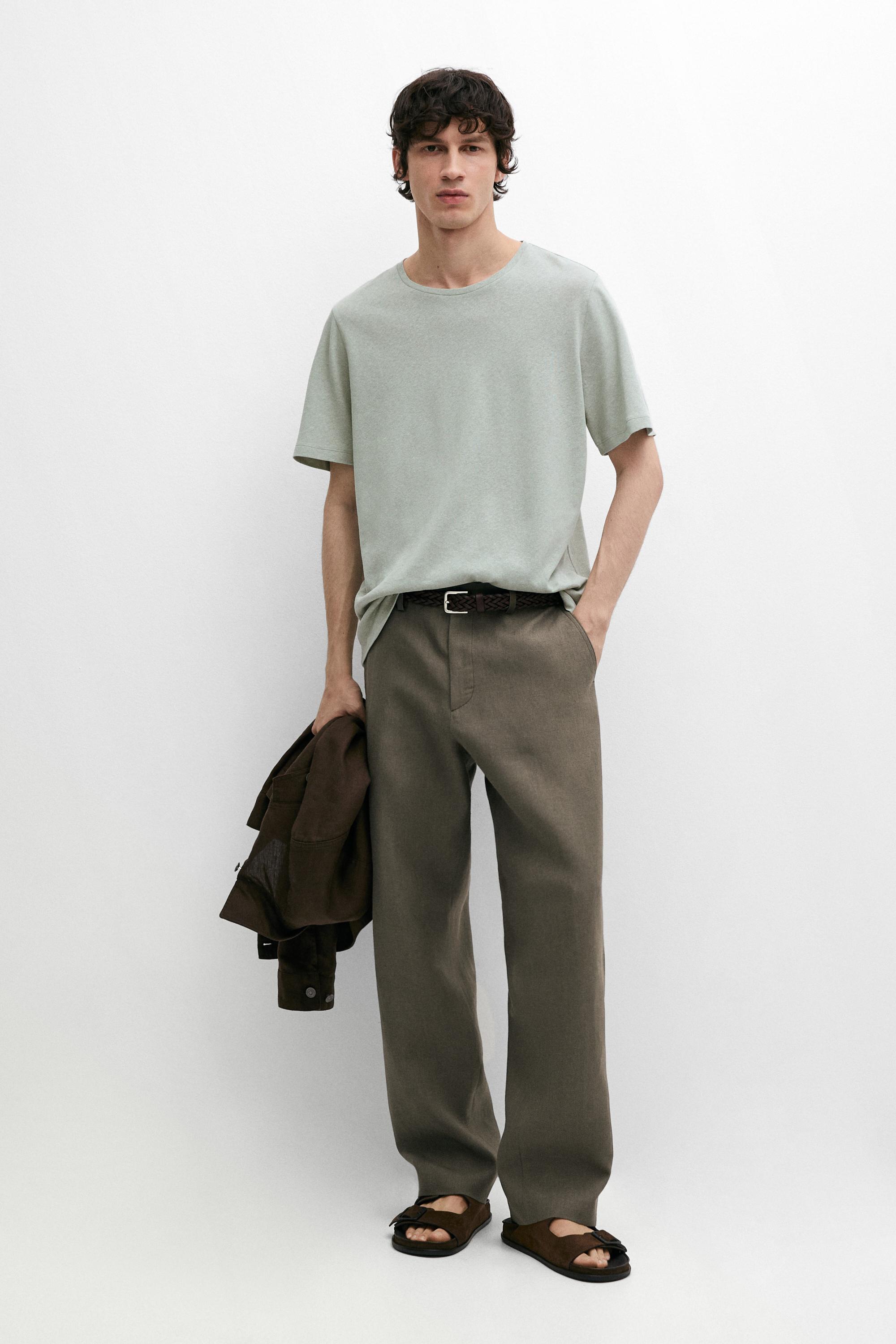 T-shirt à manches courtes en lin mélangé