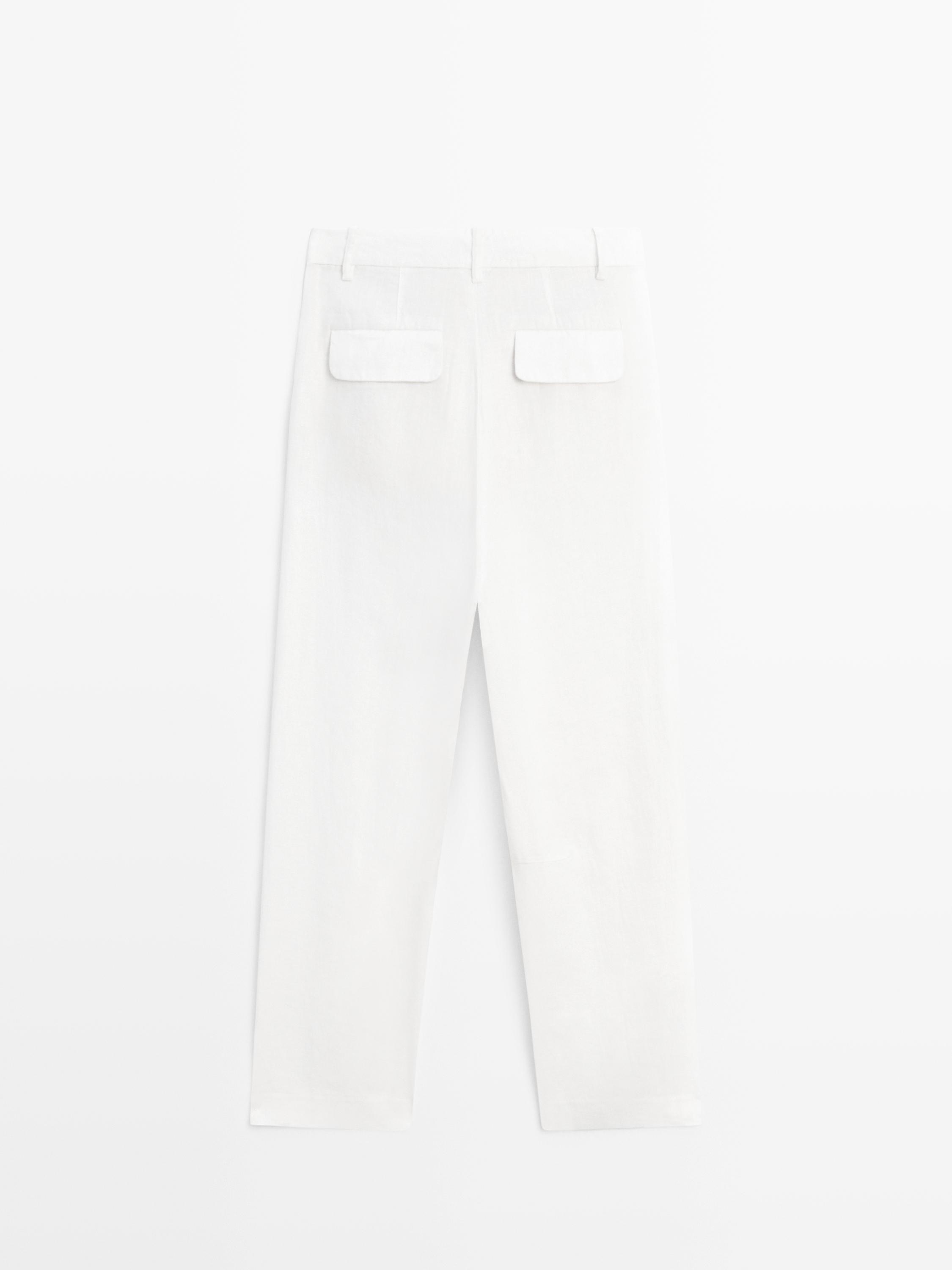 Flowing 100% linen trousers — WHITE