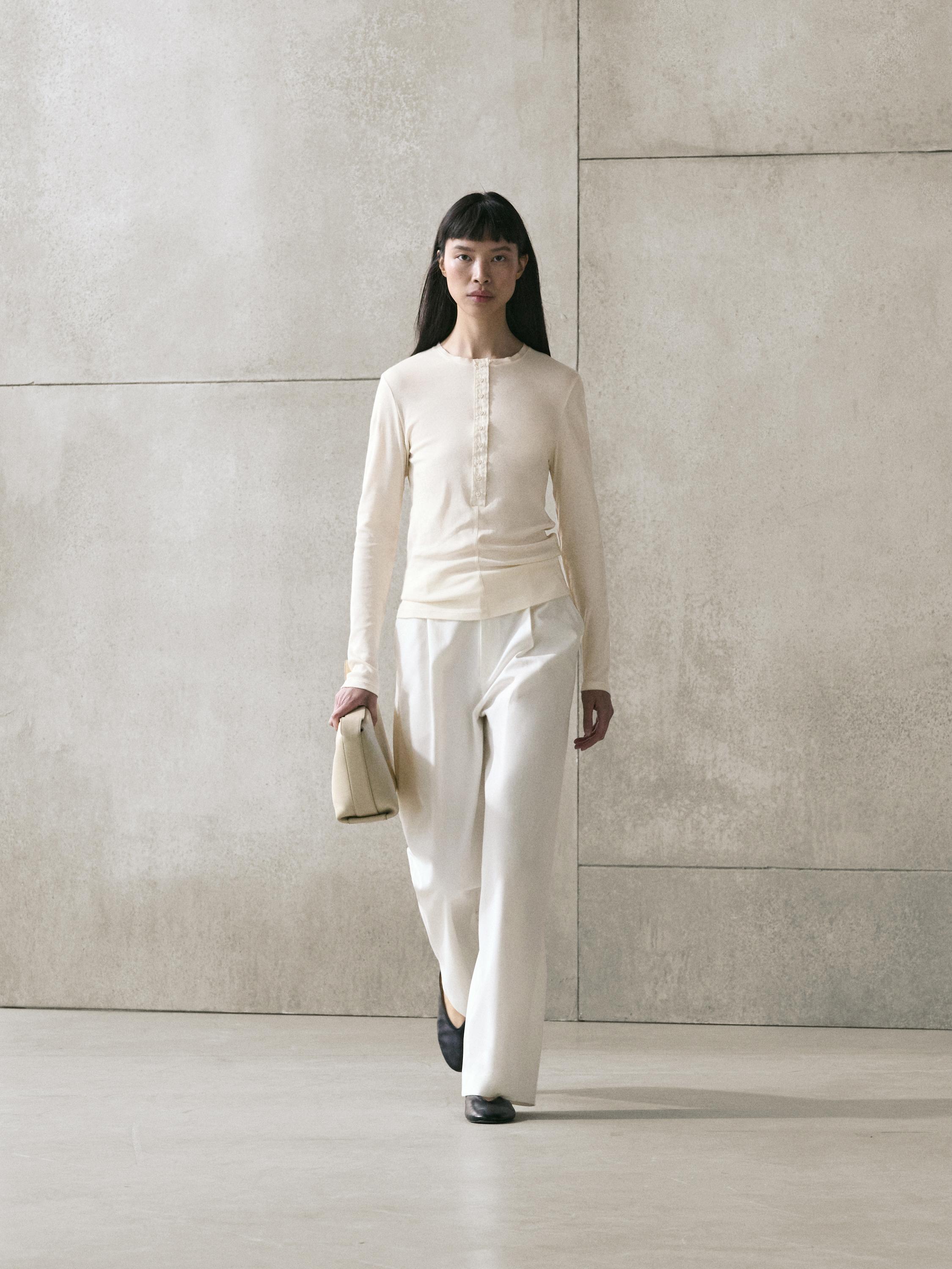 Button-up cotton T-shirt