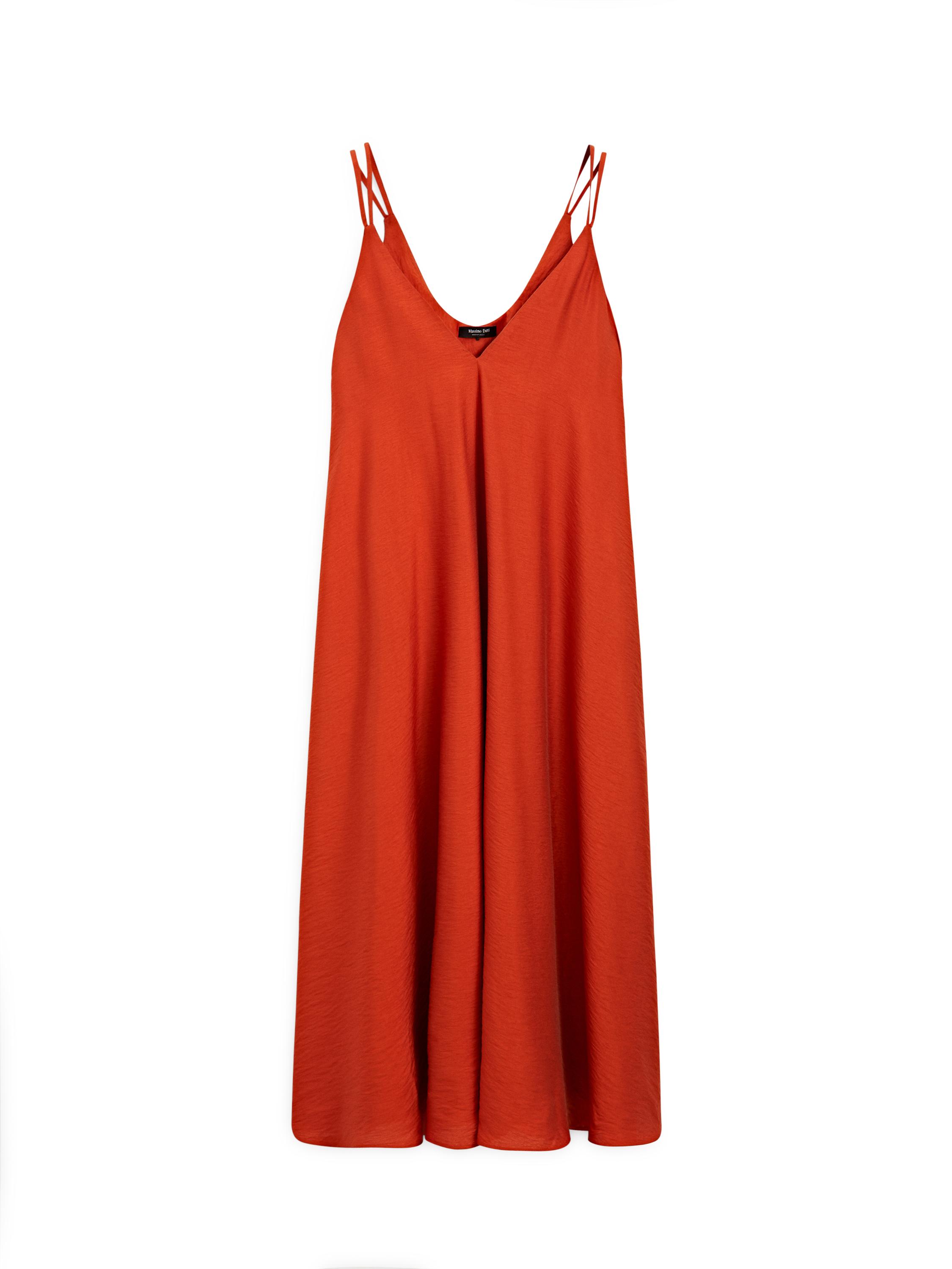 Long flowing dress with double fabric  Burnt Orange  Dress | Massimo Dutti