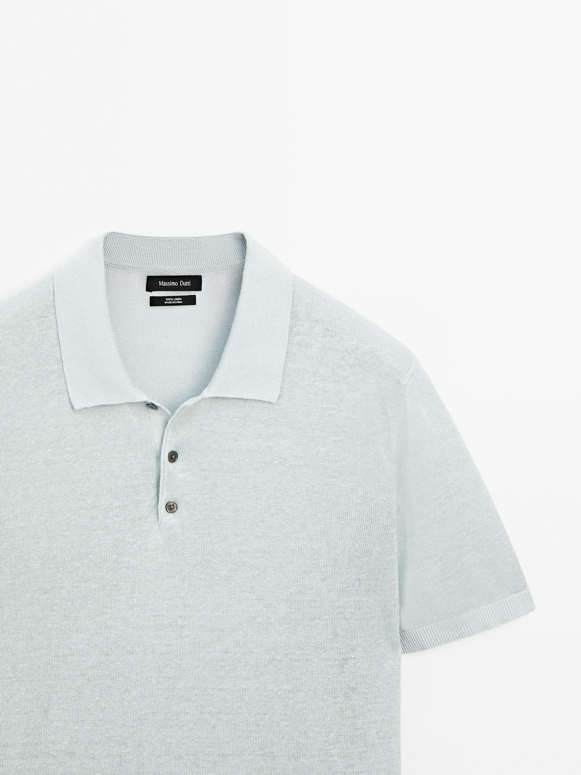 100% linen knit polo shirt