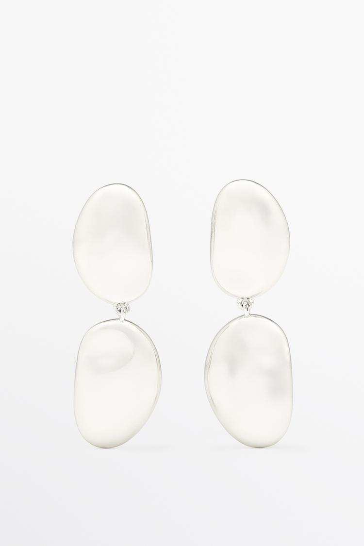 Metallic piece dangle earrings — SILVER