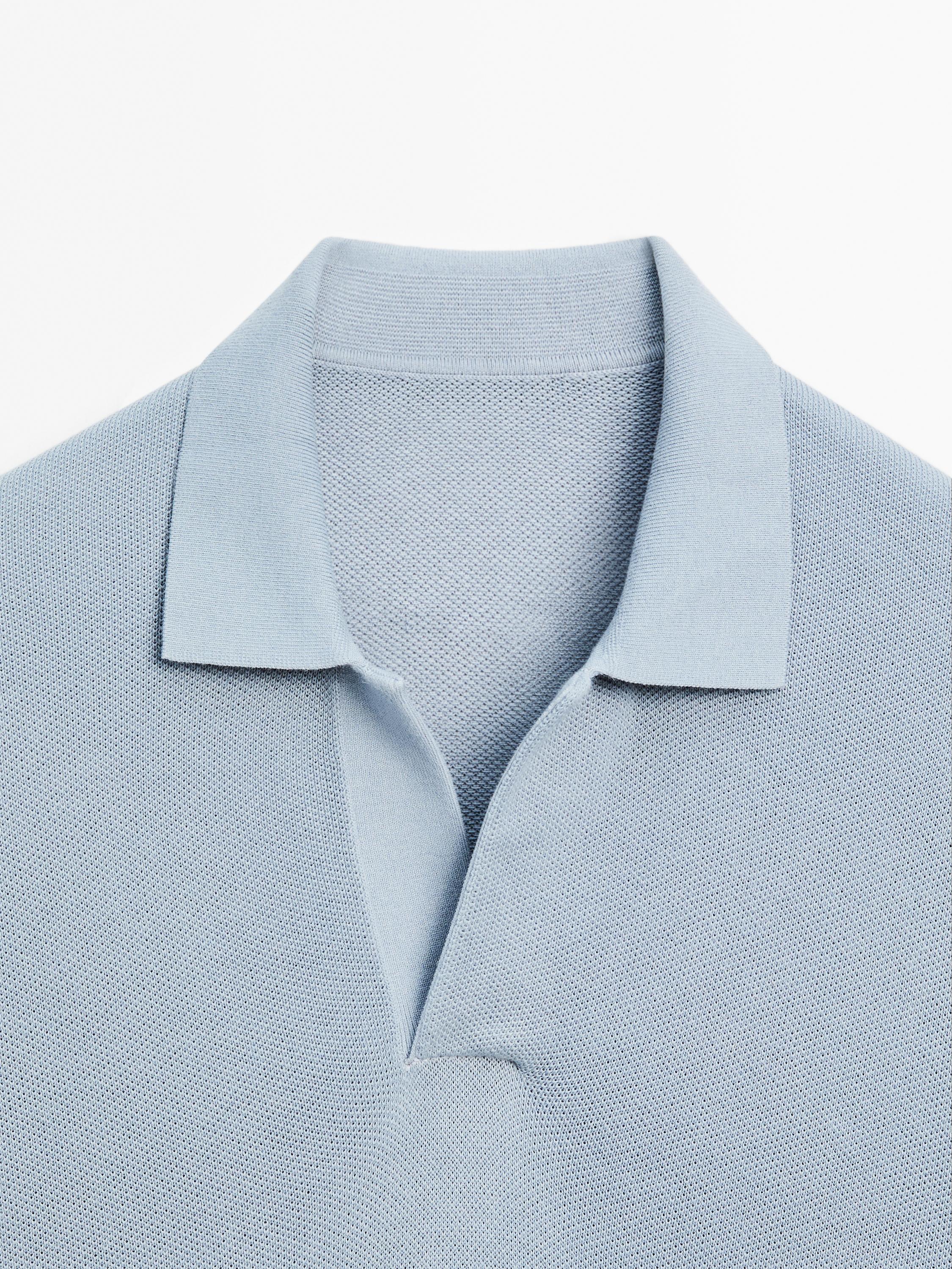 Knit V-neck polo shirt