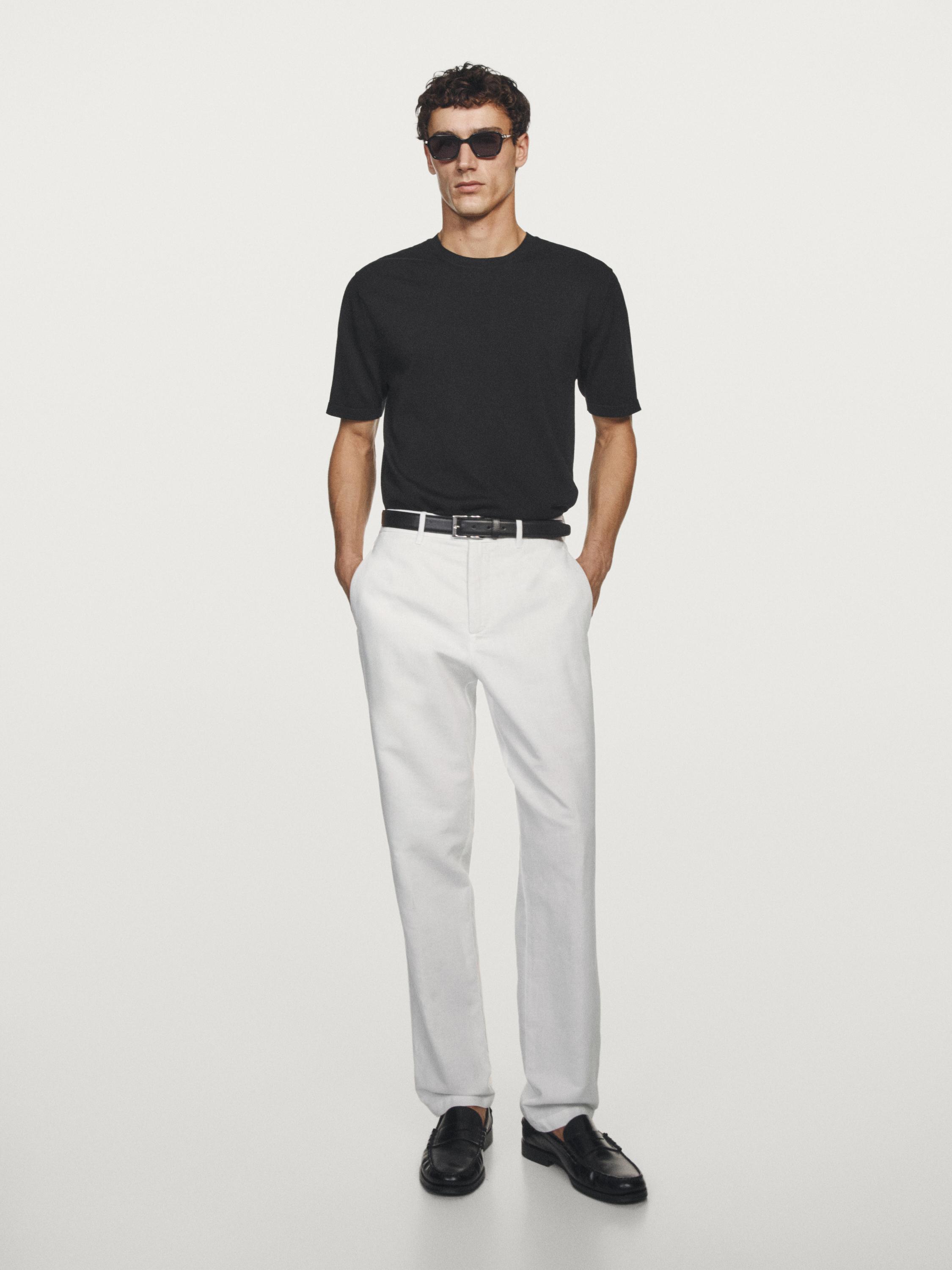 Pantalón tapered fit con lino