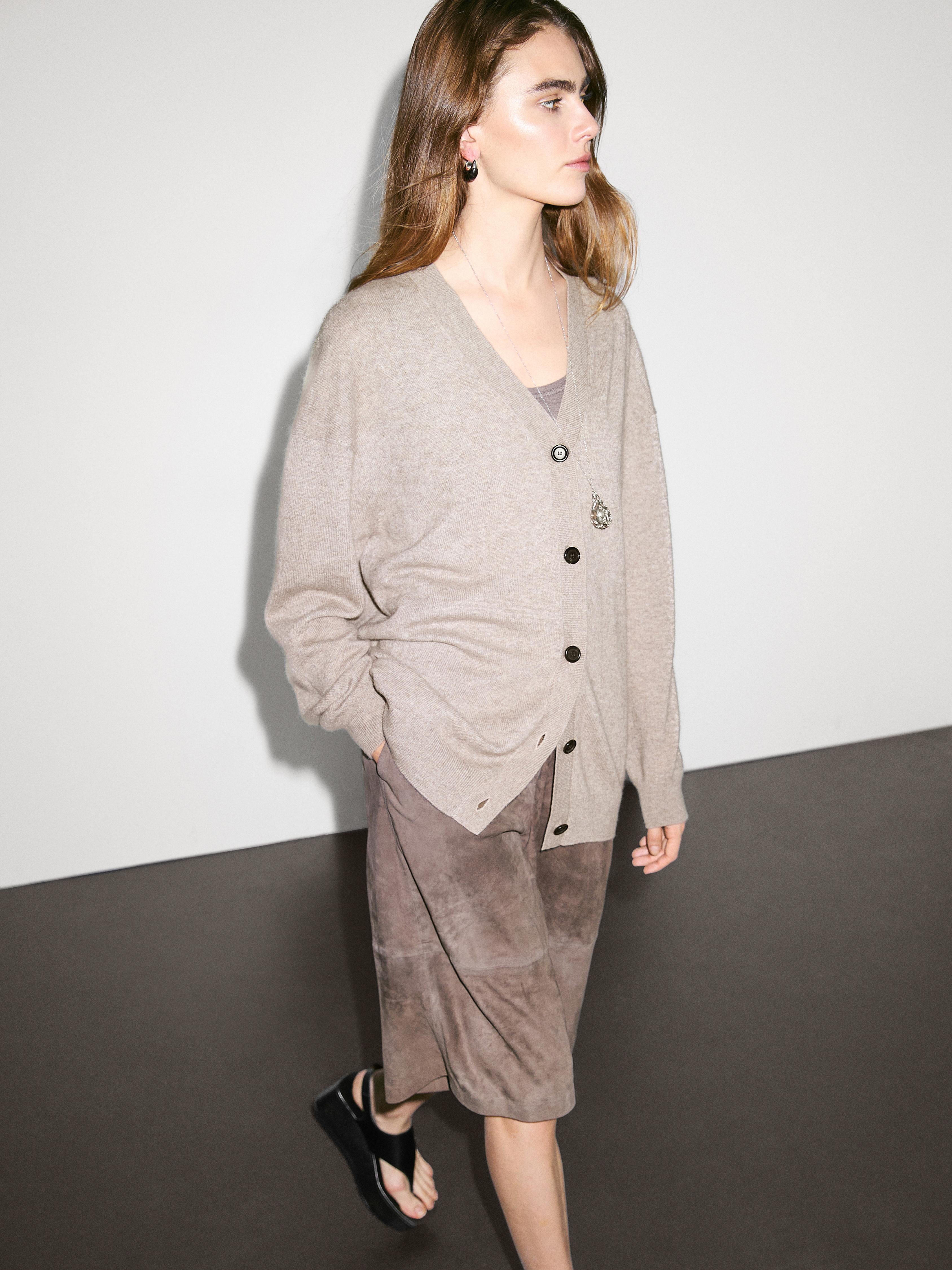 Gilet oversize col en V 100 % cachemire