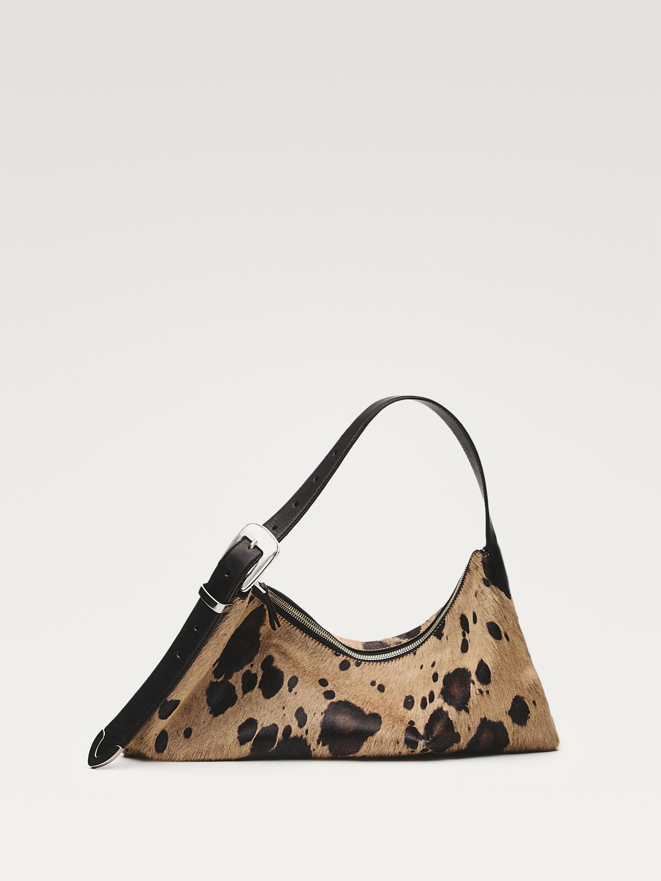 Animal print hair-on leather bag