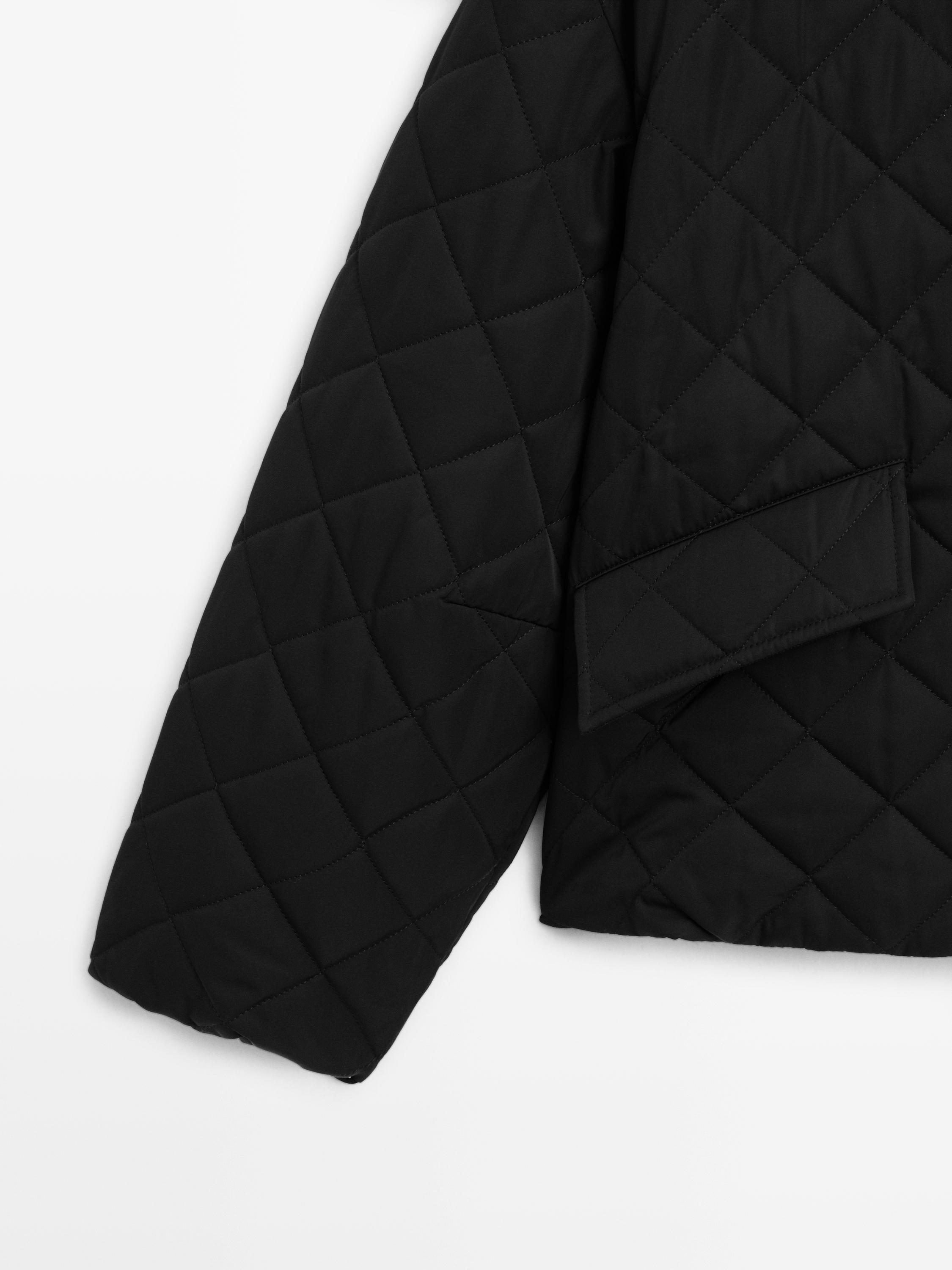 Short water-repellent puffer jacket — BLACK