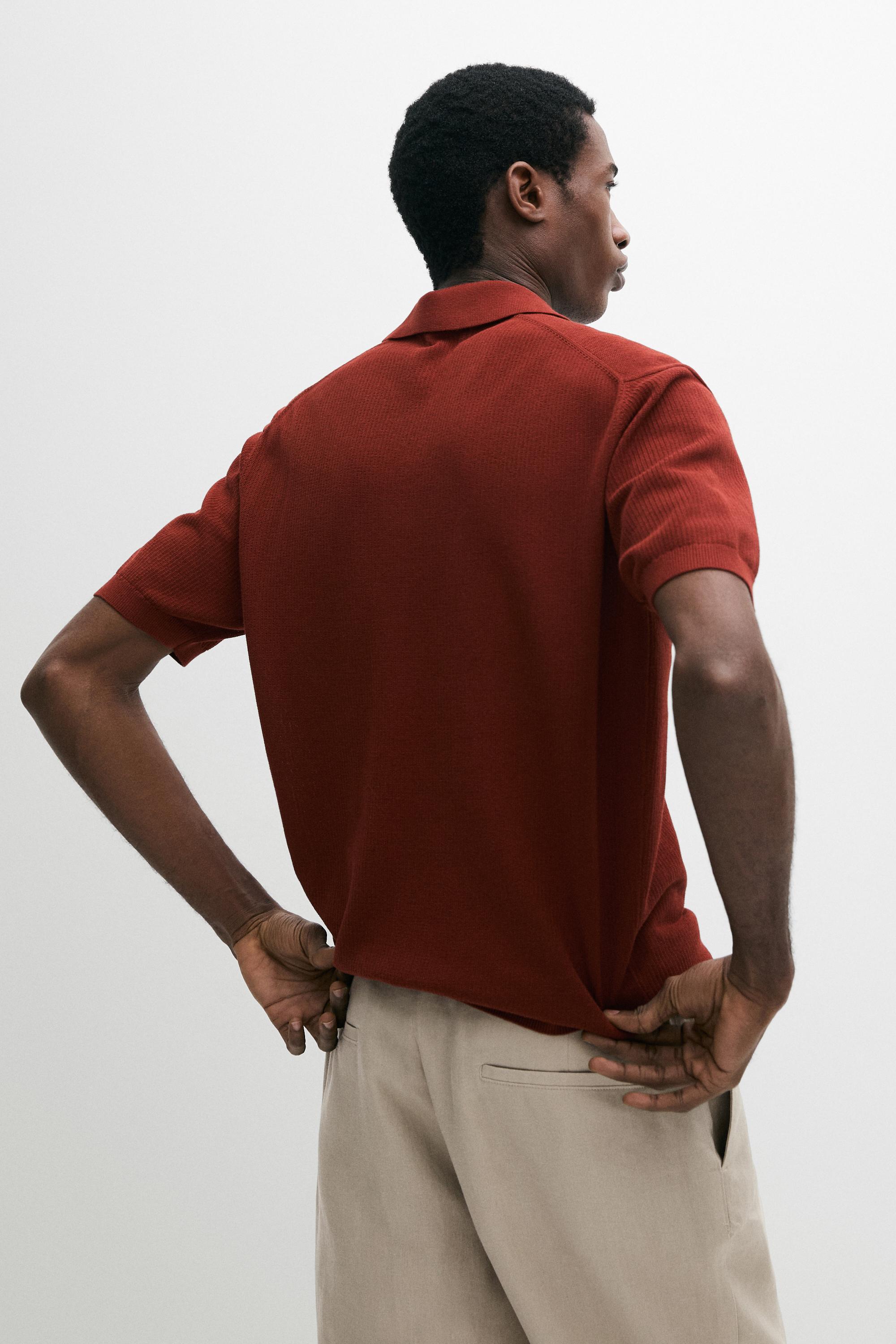 100% cotton knit polo sweater — COPPER