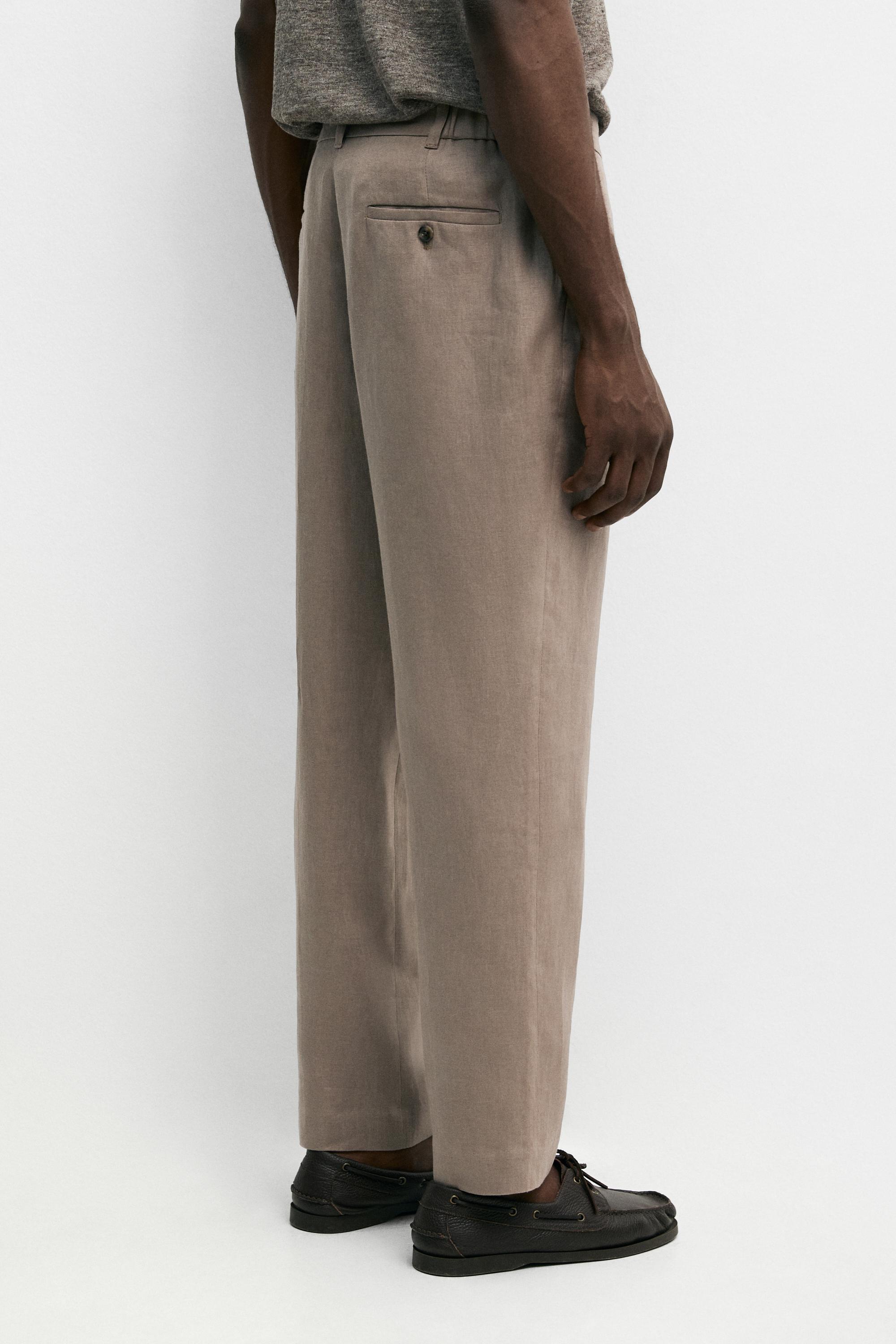 Tapered fit linen pants — MINK