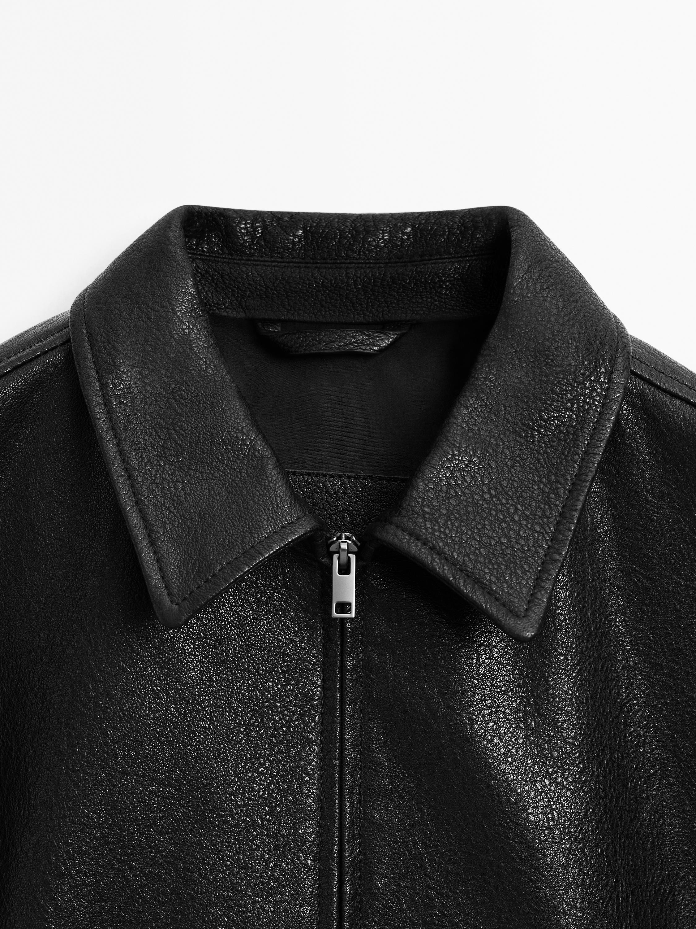 Crackled nappa leather jacket