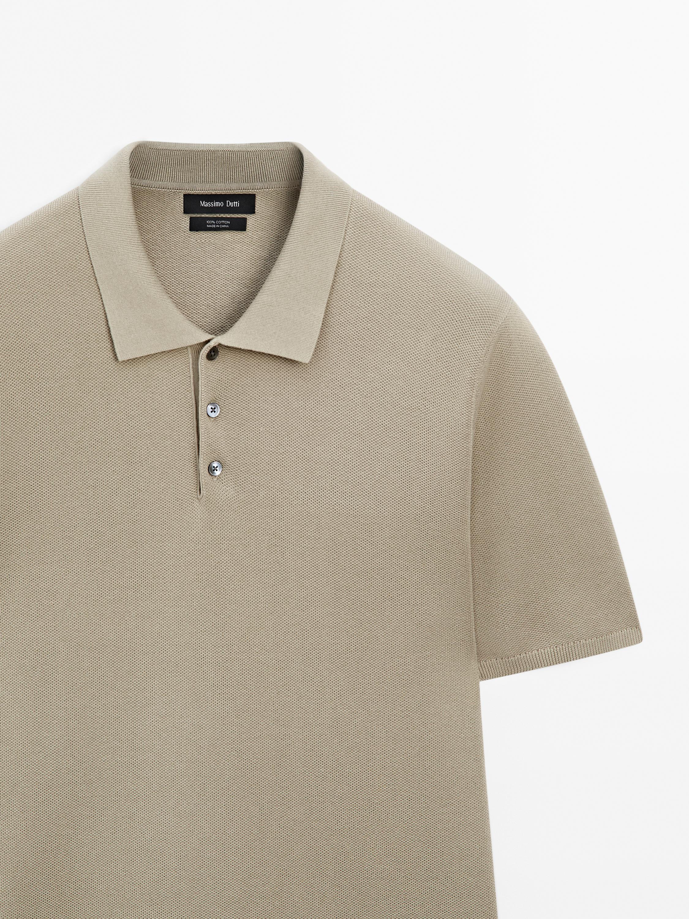 100% cotton textured knit polo shirt