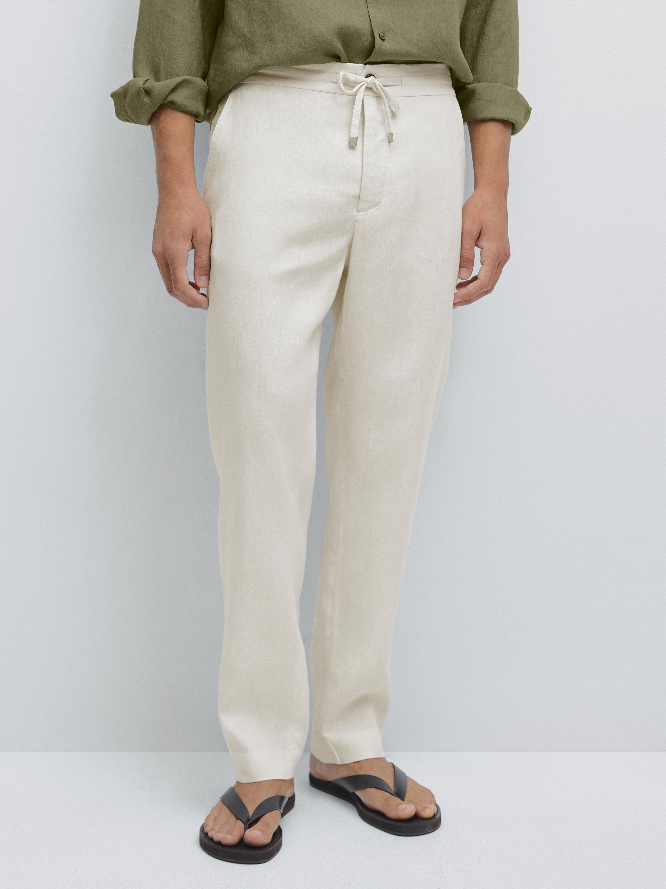 100% linen jogger trousers