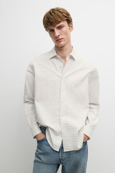 100% Cotton Regular Fit Check Shirt — Ecru 3