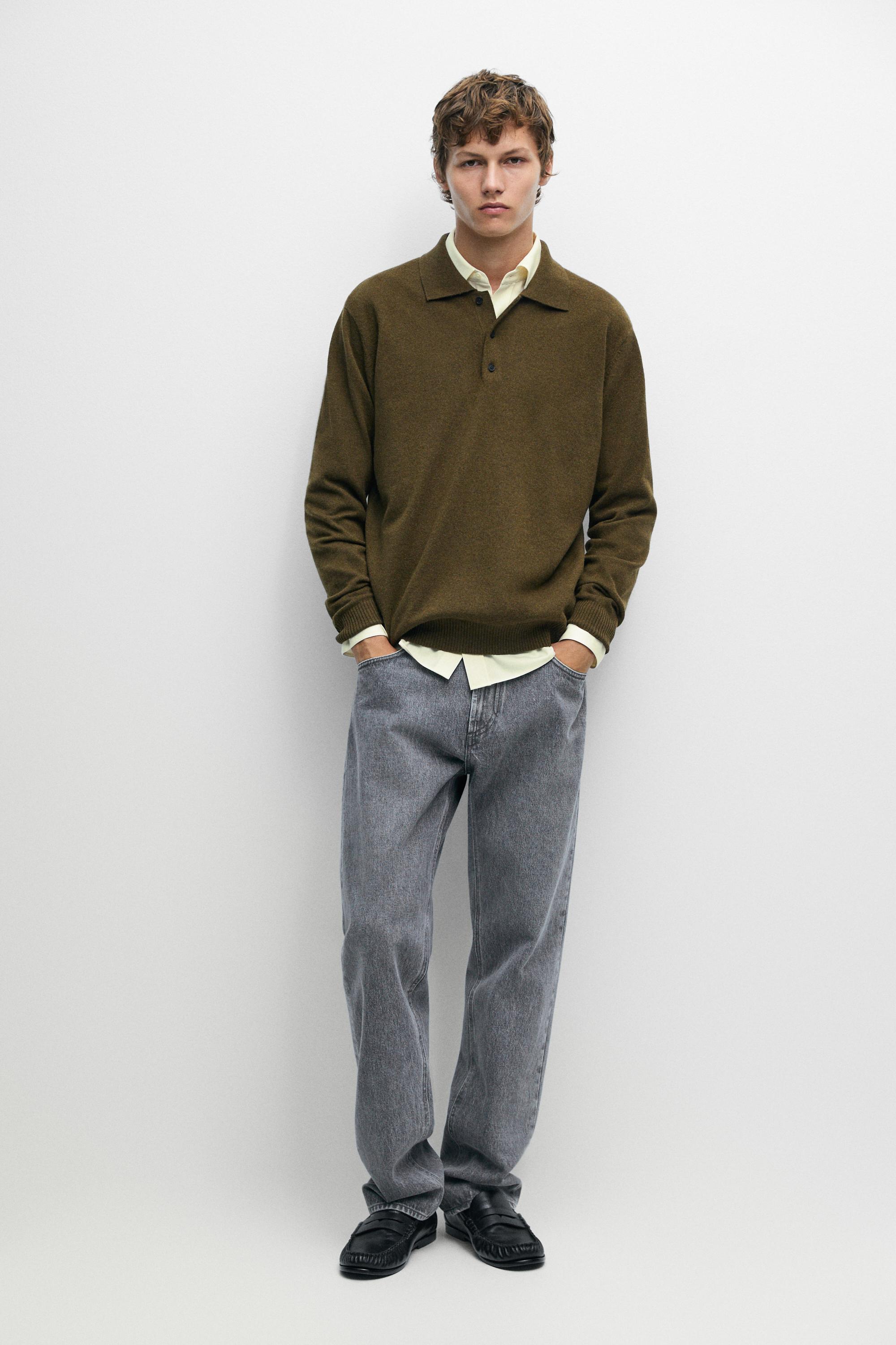 Wool cashmere blend polo sweater