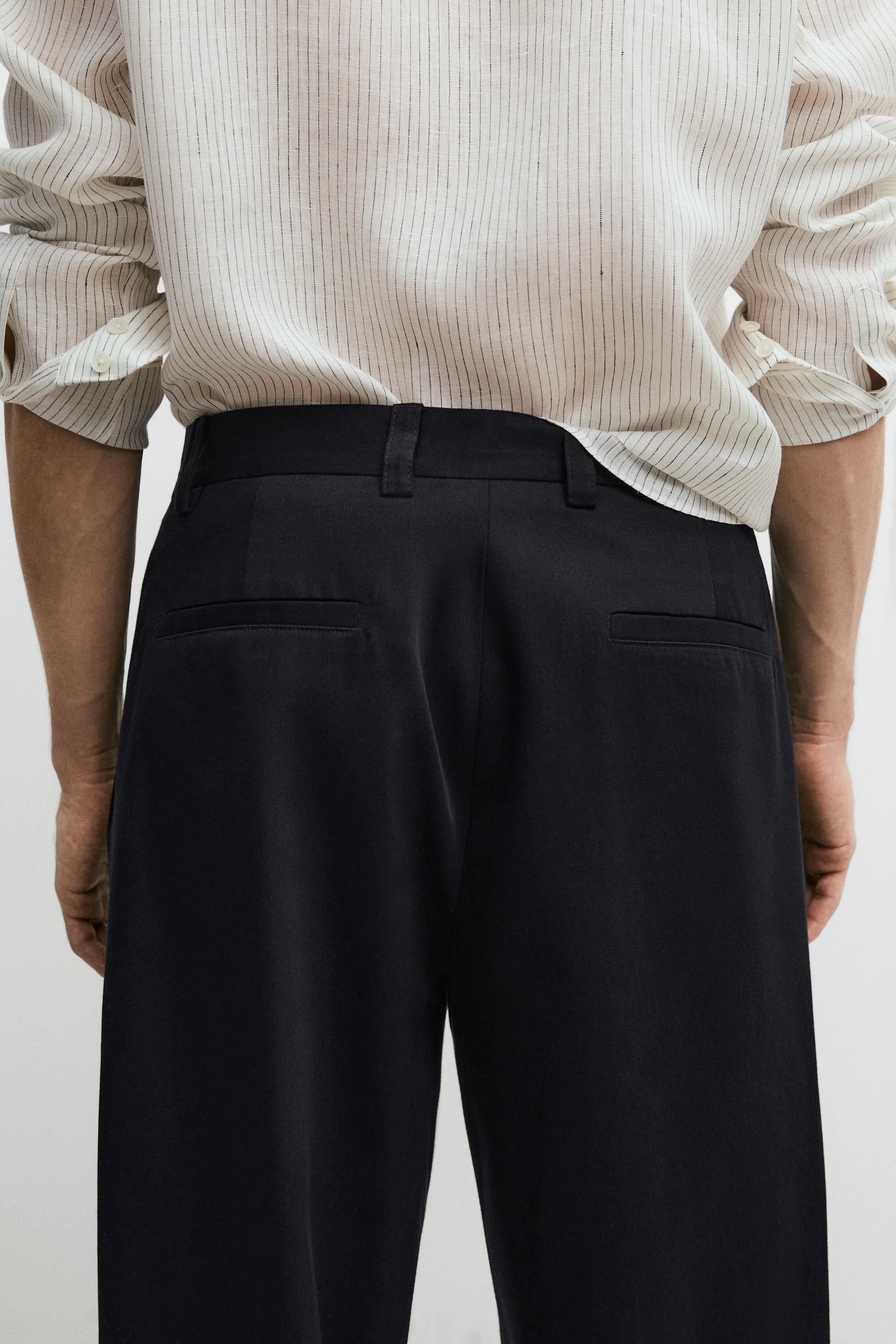 Cotton trousers with darts — NAVY BLUE