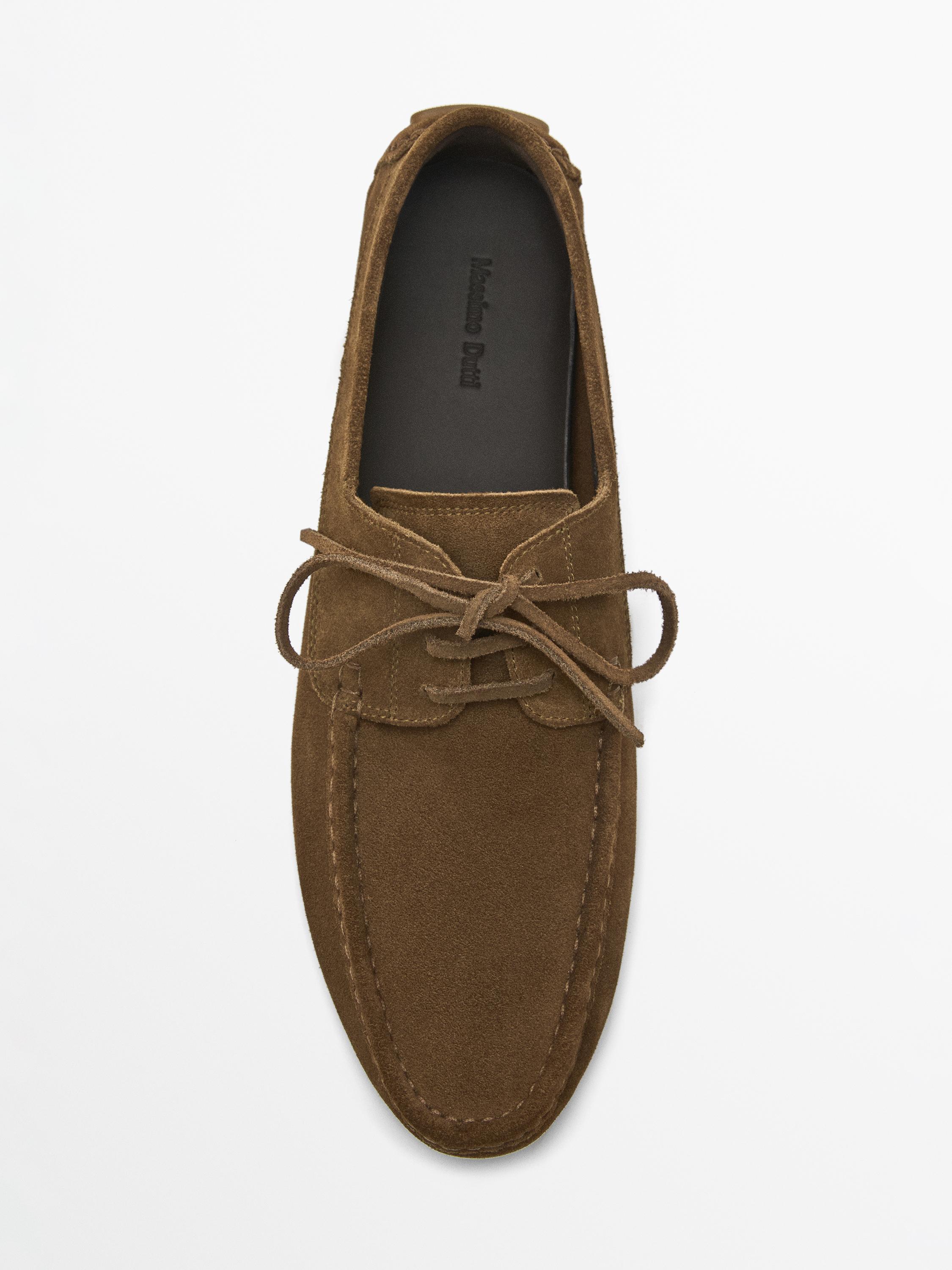 Split suede deck shoes