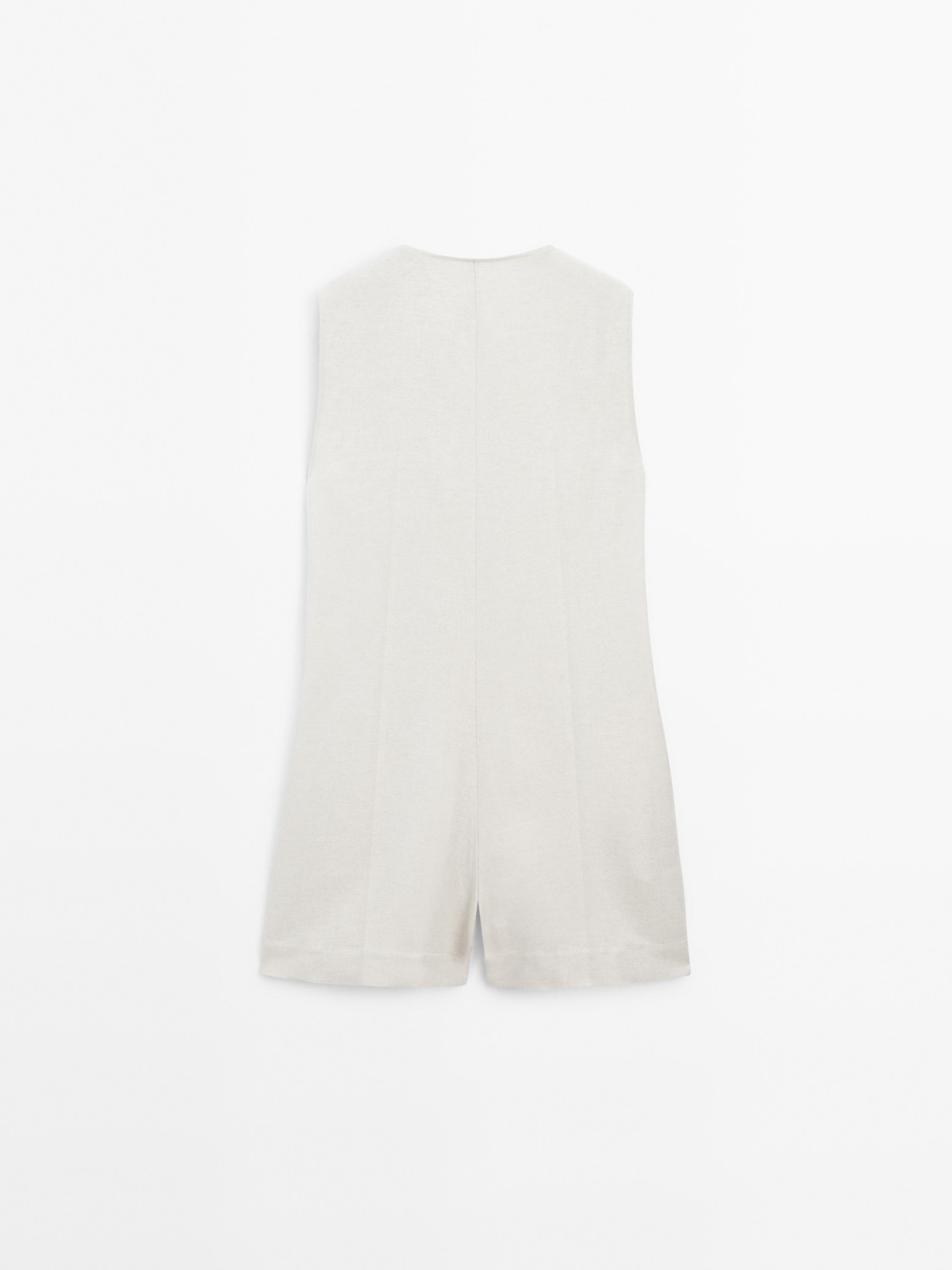 Linen blend short jumpsuit