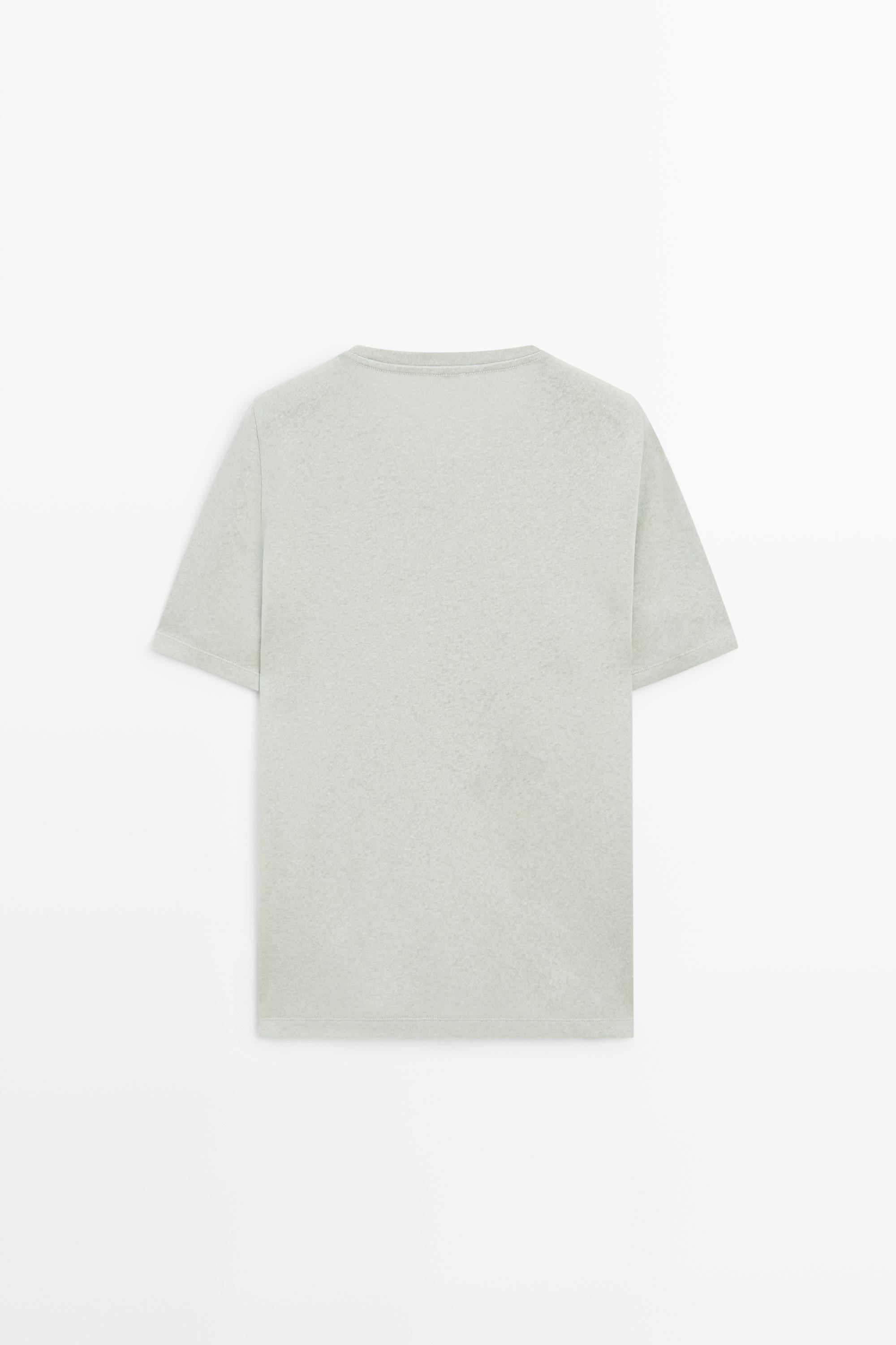 Short sleeve linen and cotton T-shirt — GREEN