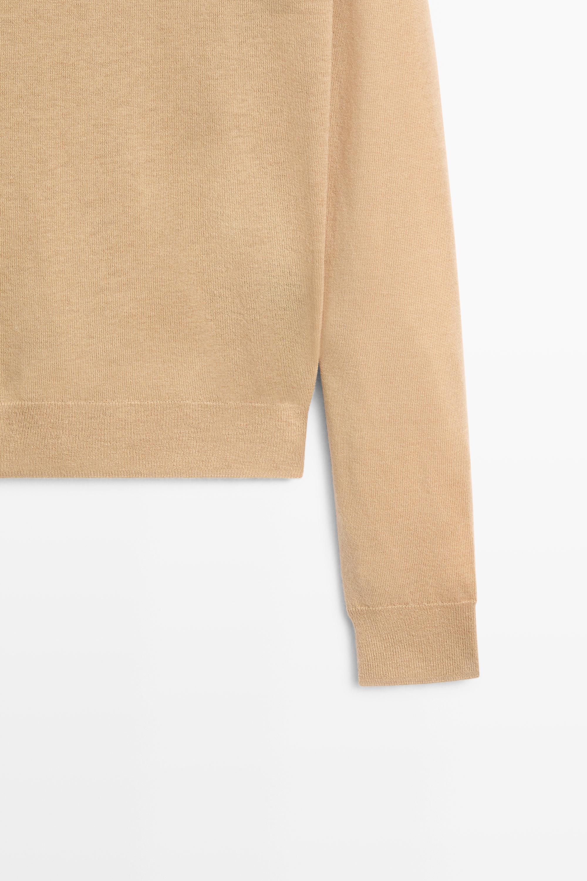 Wool-blend turtleneck knit sweater — CAMEL