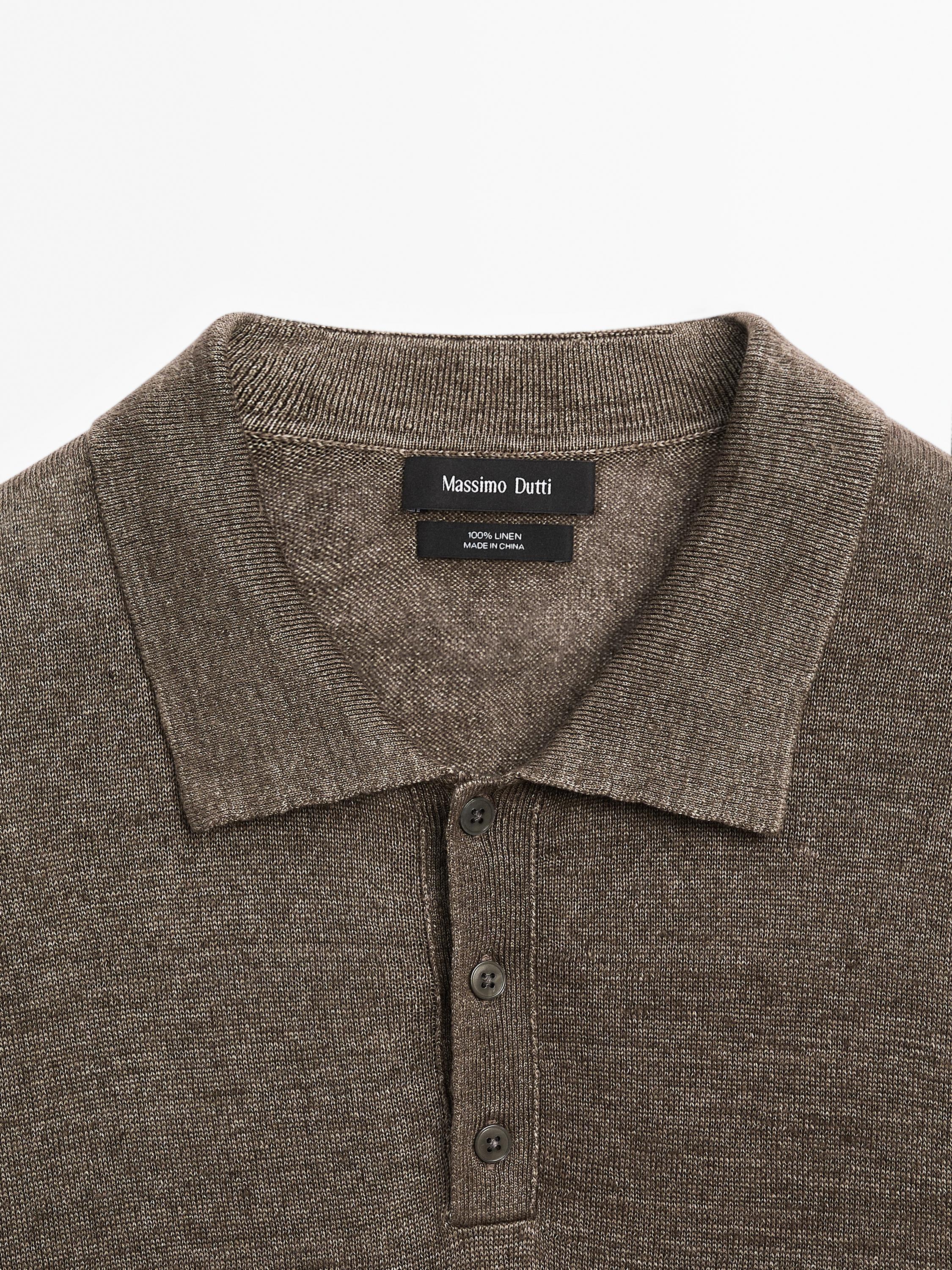 100% linen knit polo shirt