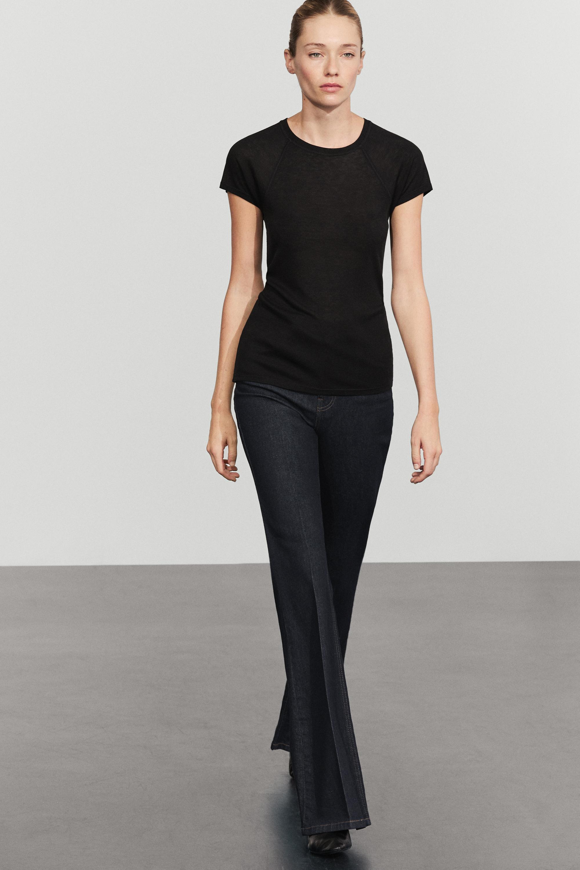 Short sleeve raglan T-shirt — BLACK