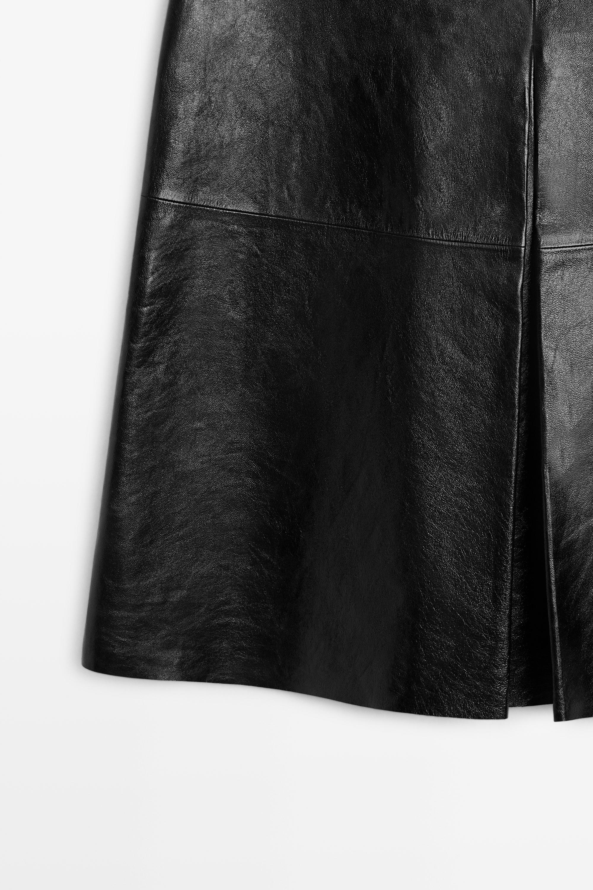 Short nappa leather skirt — BLACK