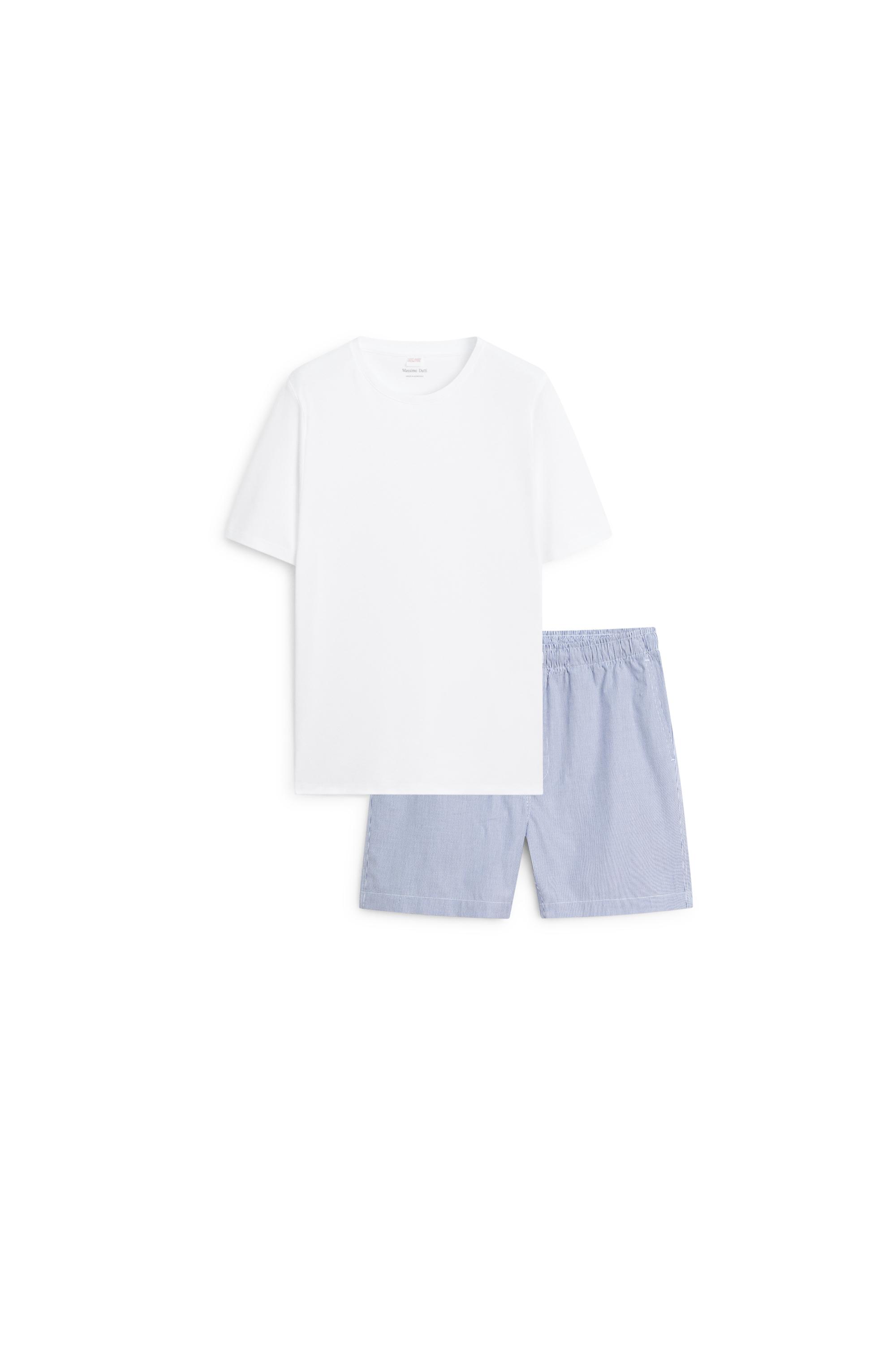 Short sleeve pyjama top and striped trousers — NAVY BLUE