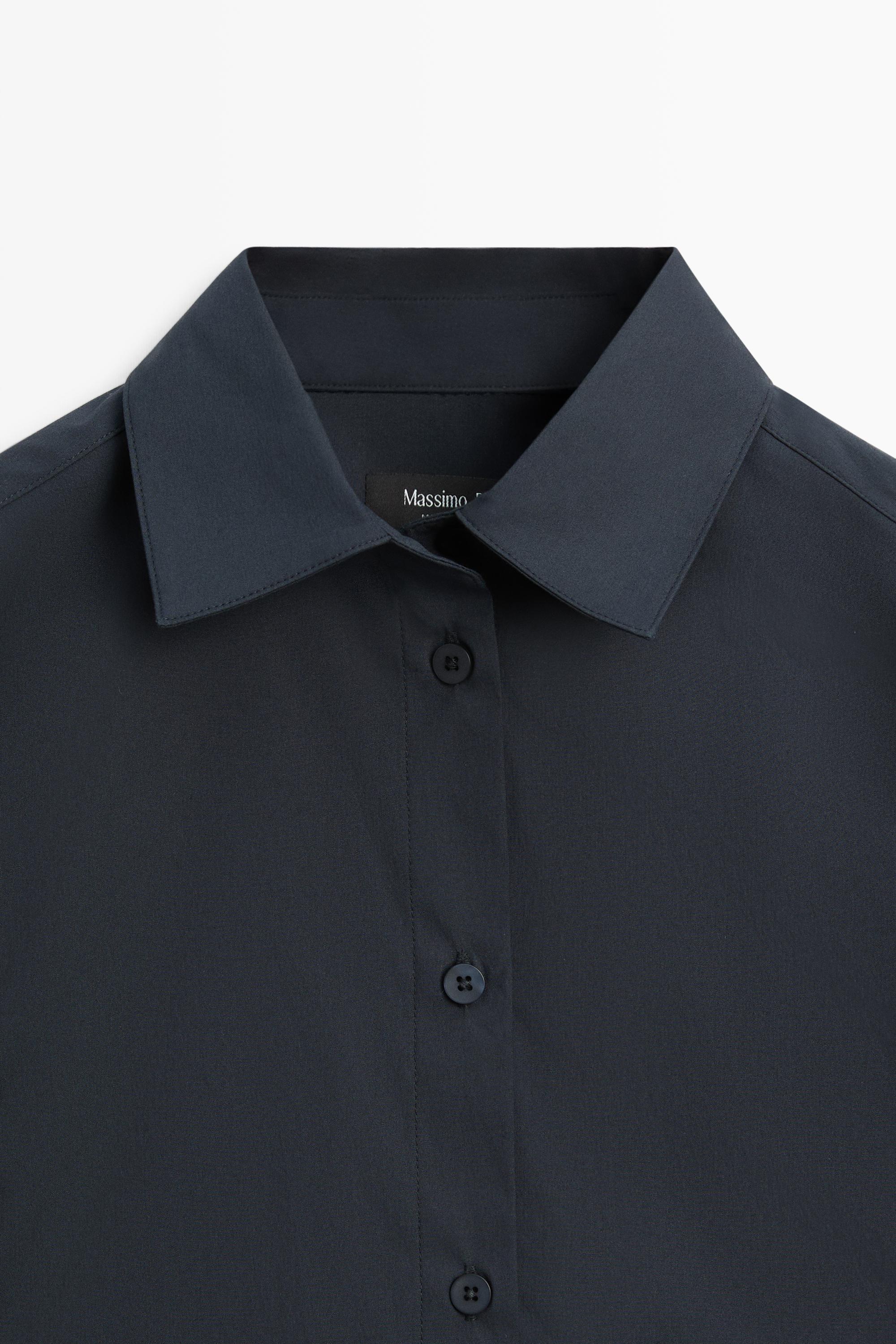 Cotton blend poplin shirt — NAVY BLUE