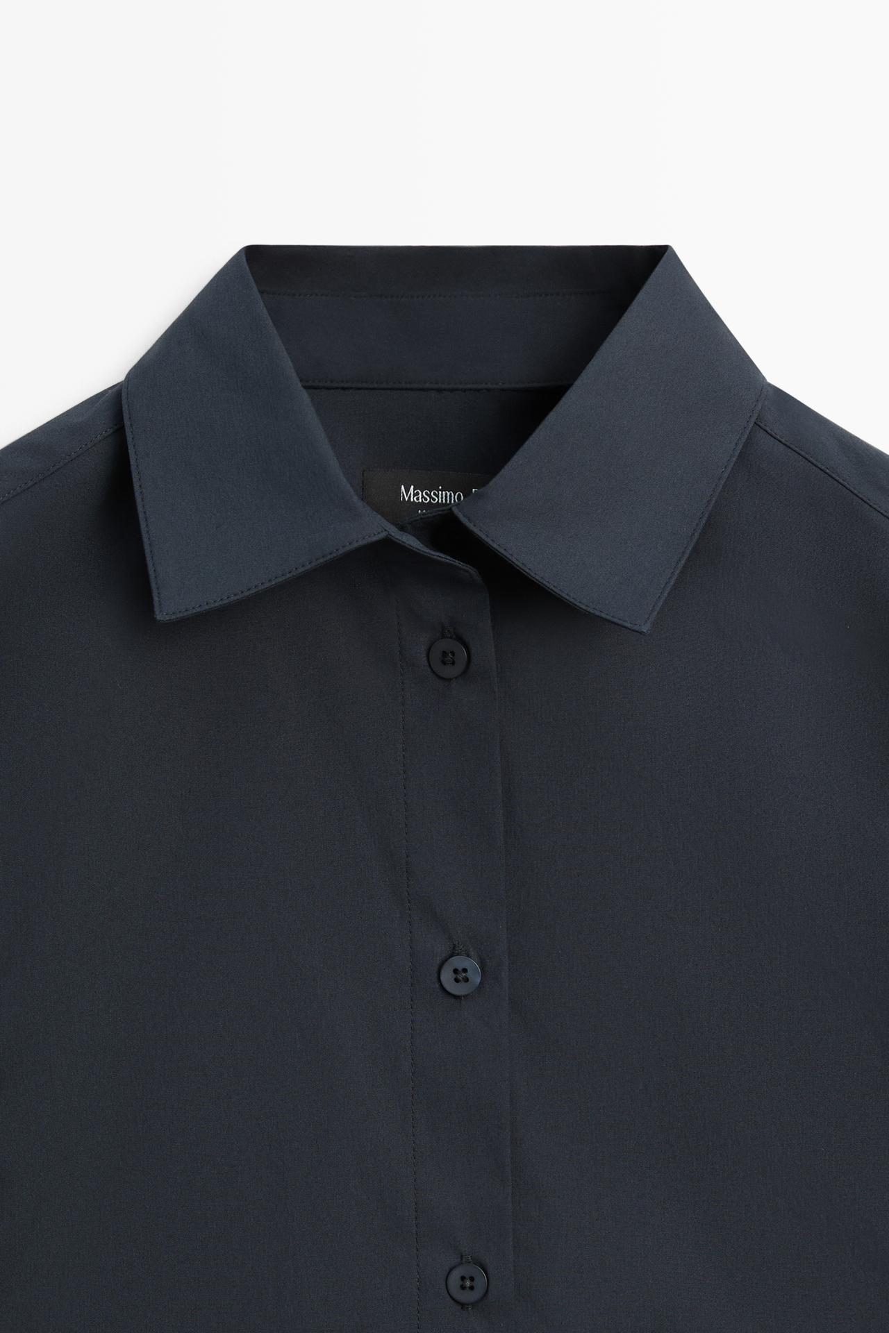 Cotton blend poplin shirt — NAVY BLUE