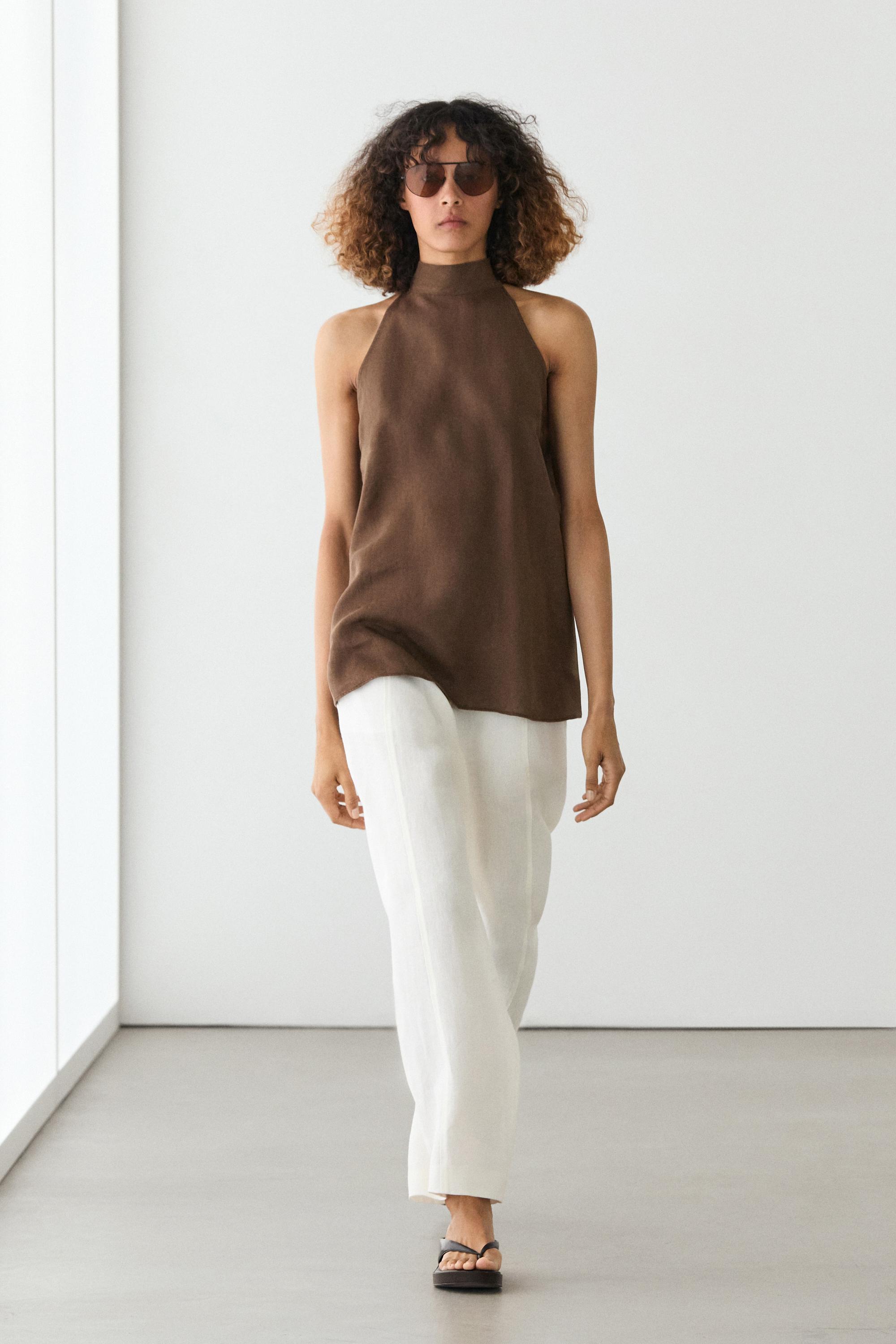 Linen barrel fit pants — Off white