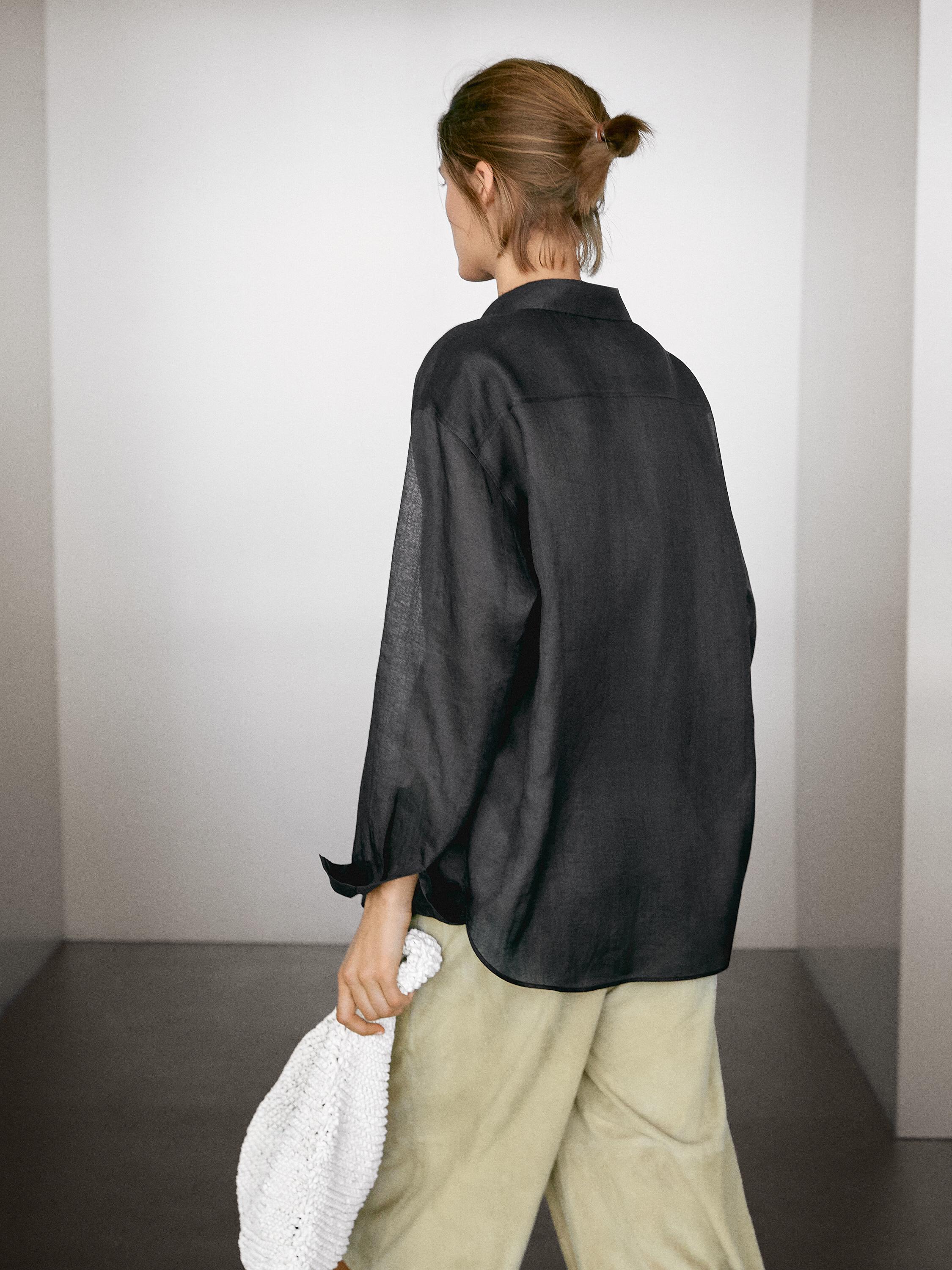 Lightweight semi-sheer 100% ramie shirt
