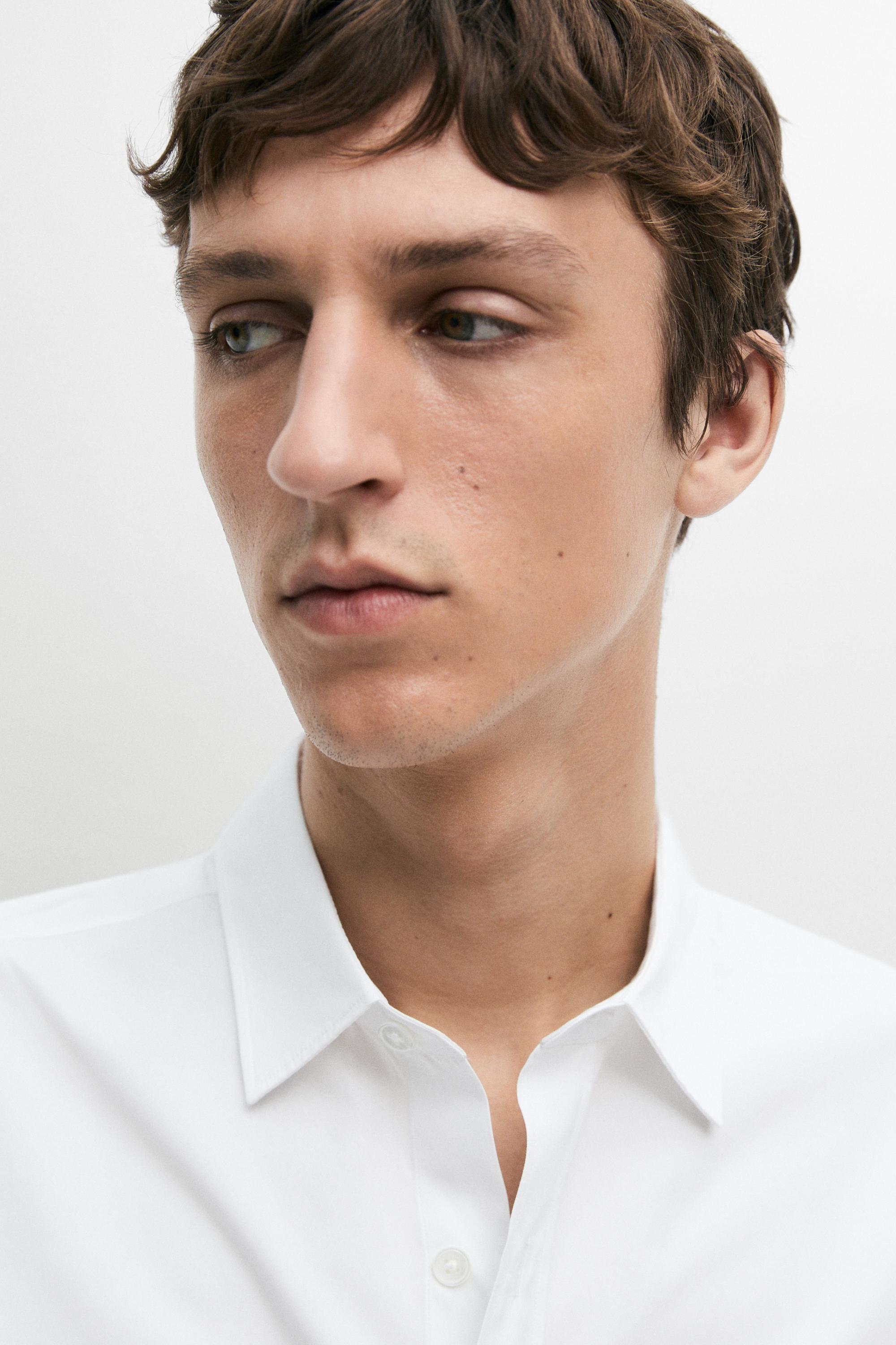 100% cotton regular fit poplin shirt — WHITE