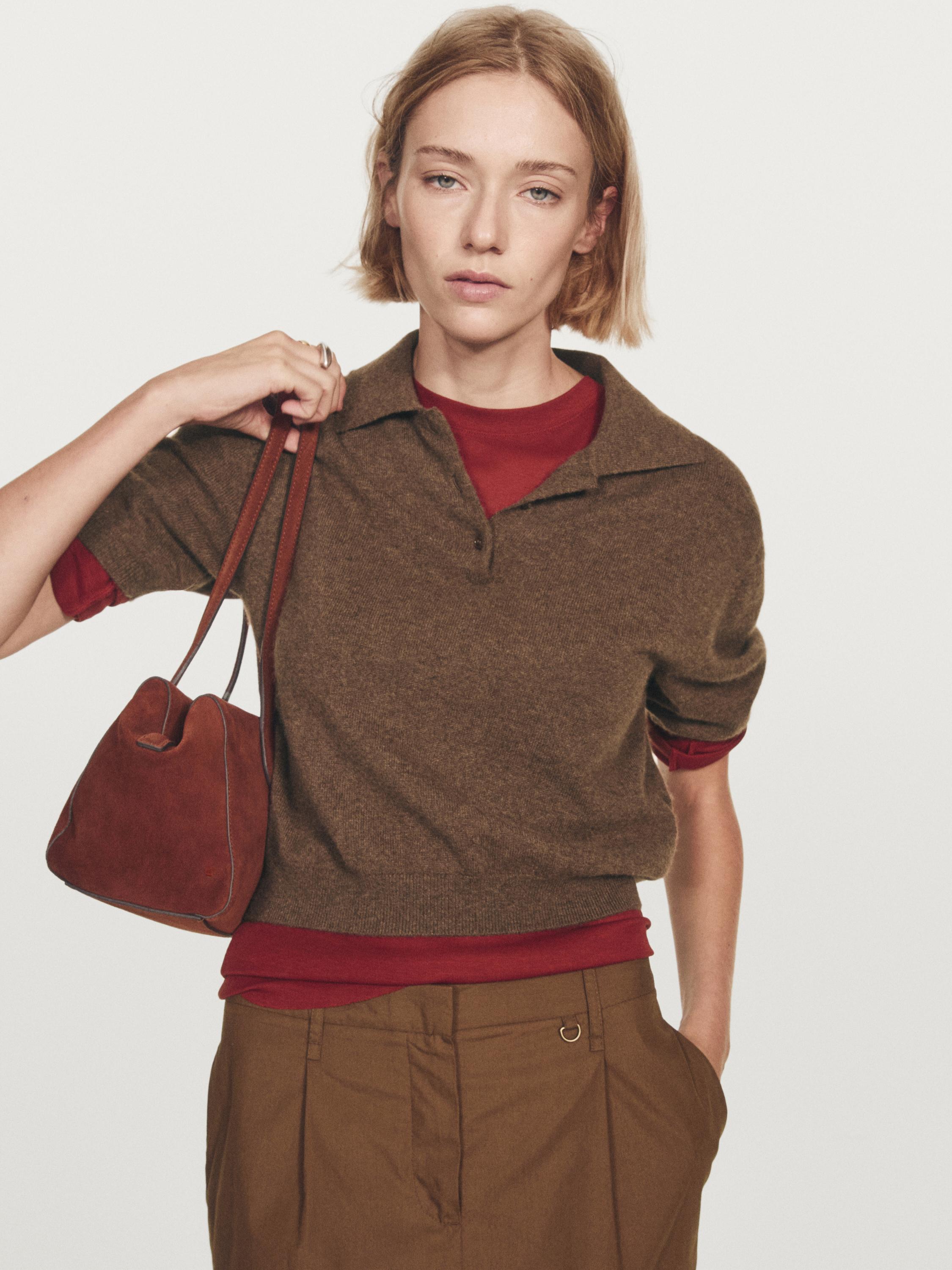 100% cashmere knit short sleeve sweater