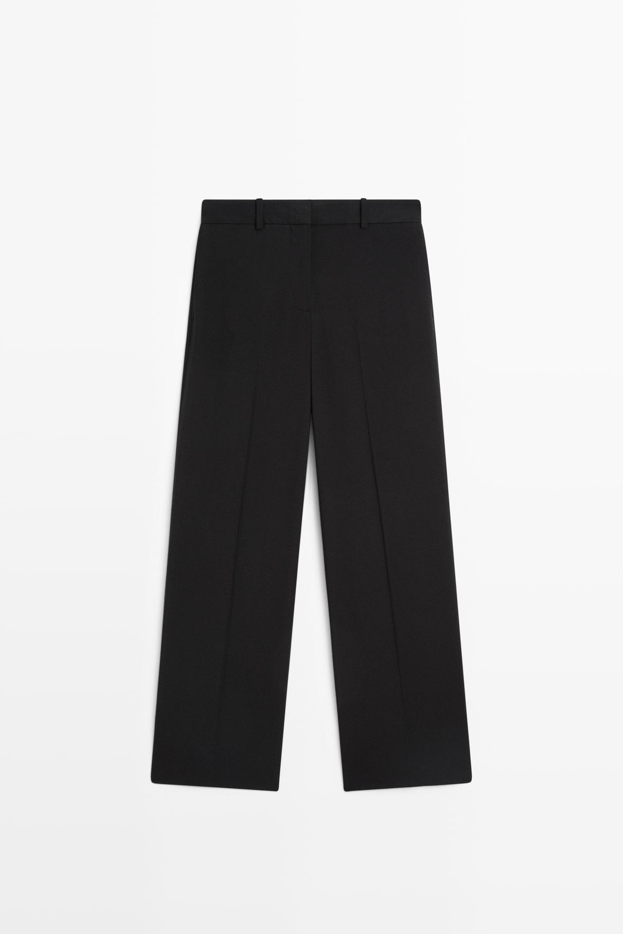 Flowing straight-leg pants — BLACK