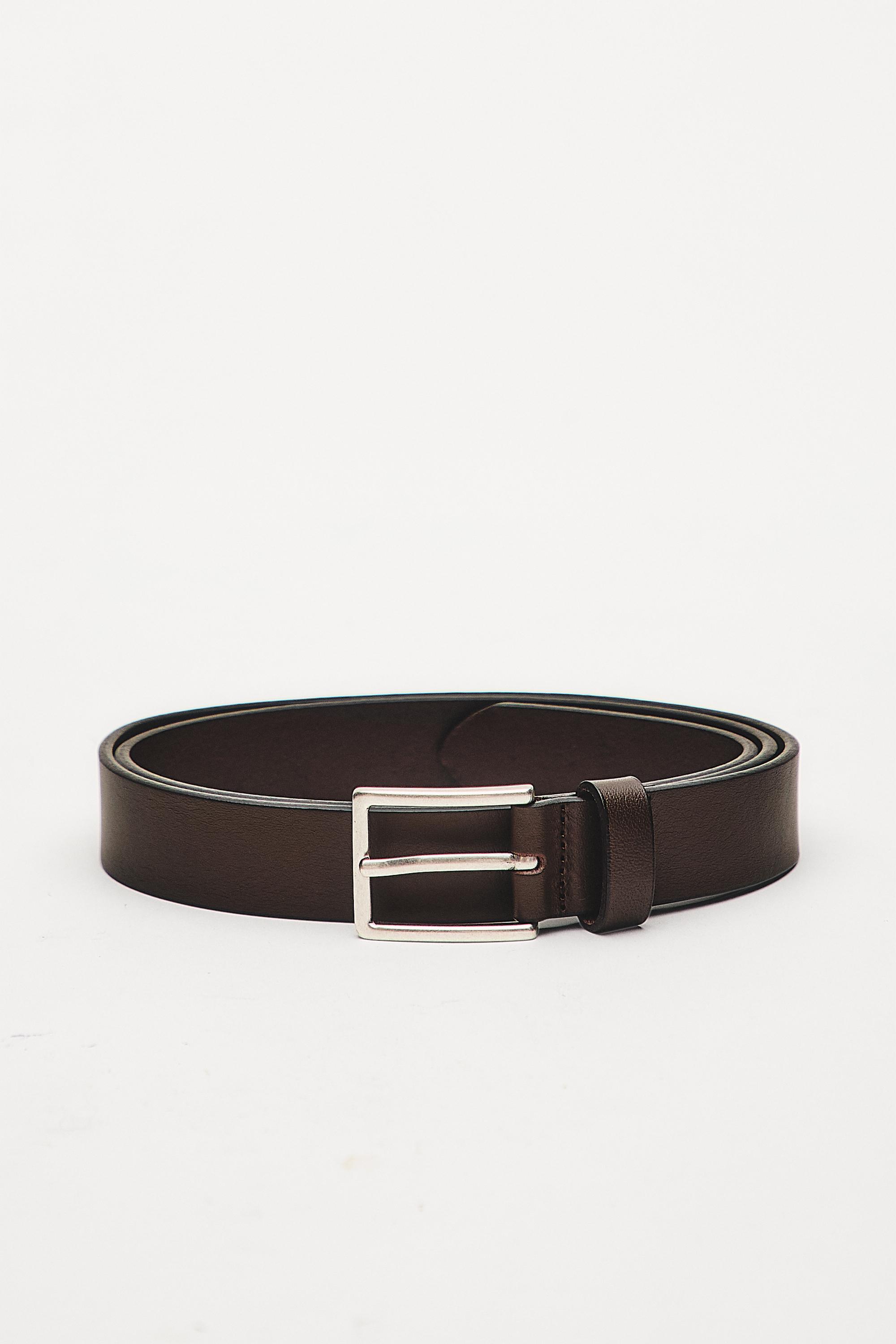 Nappa leather belt with rectangular buckle
