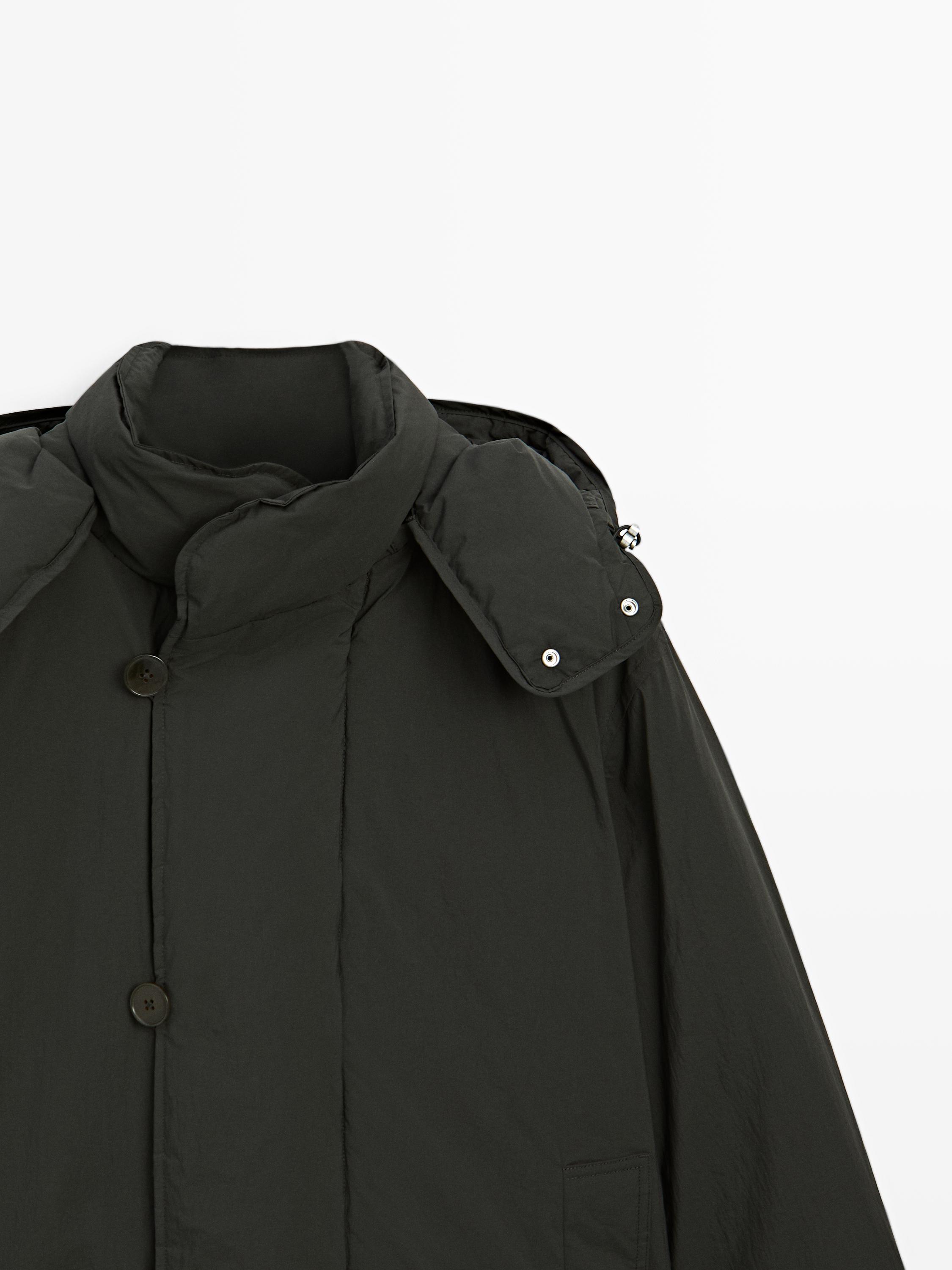 Parka corta acolchada mezcla plumón pluma