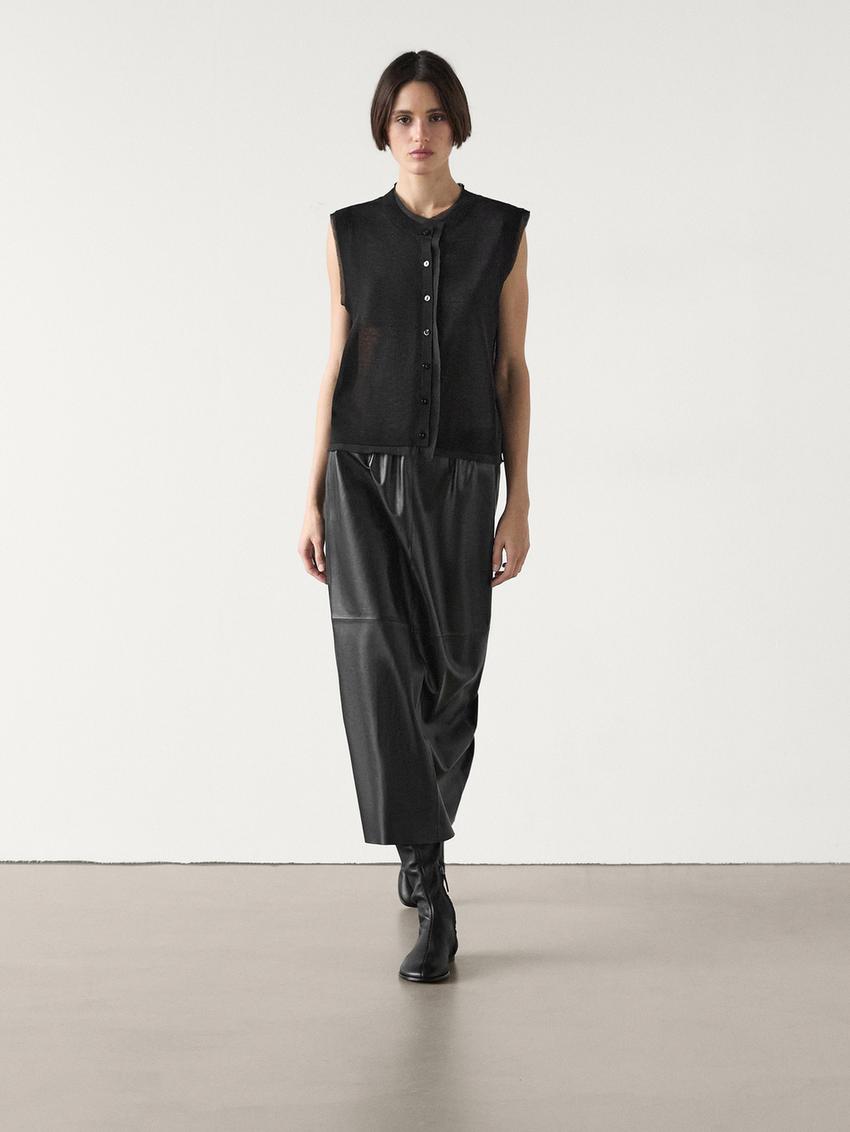 Jupe Midi Droite Massimo Dutti - Femme - XS - Coton Ivoire - Très Bon état