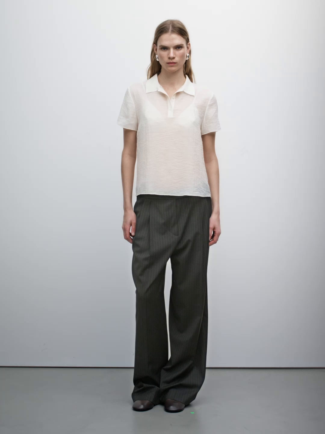 Sheer flowing polo shirt