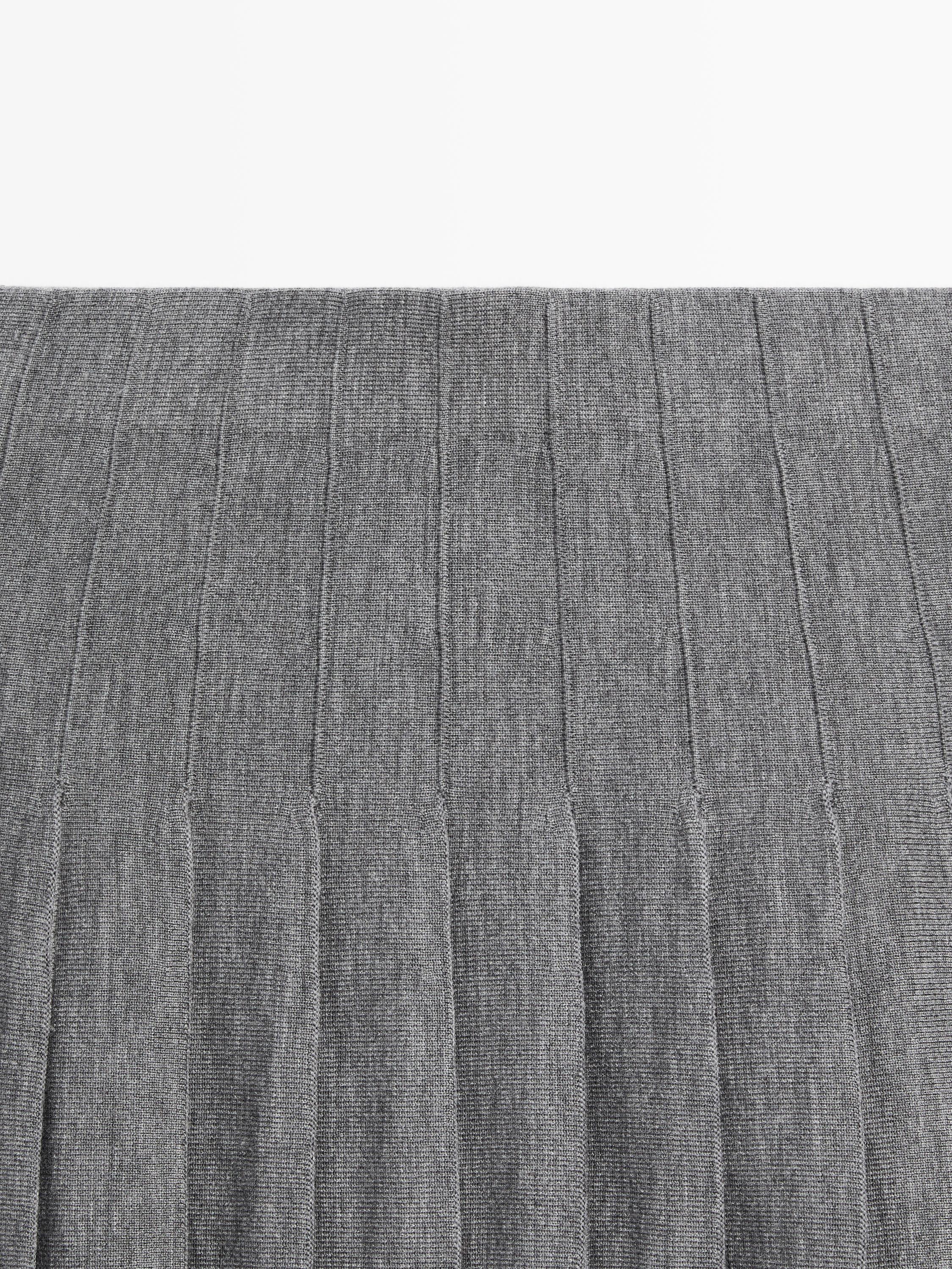 Pleated wool blend midi skirt