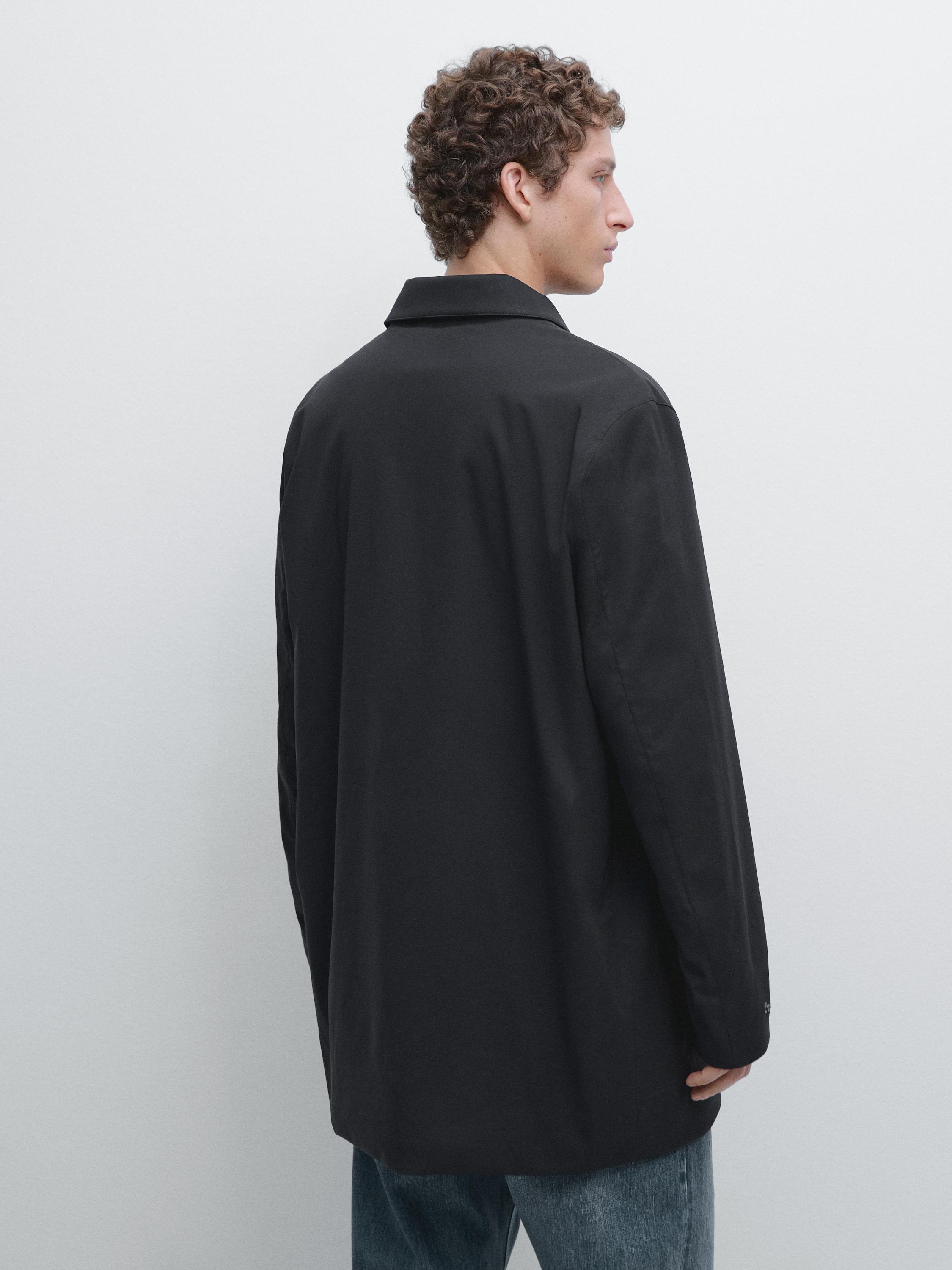 Water-repellent fabric trench coat — NAVY BLUE