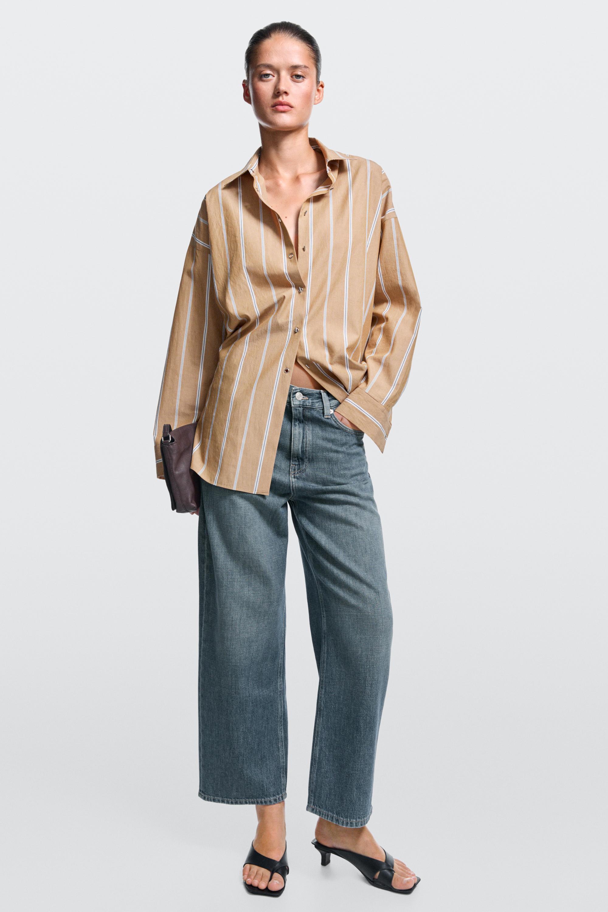 Cropped Wide-Leg-Jeans mit halbhohem Bund