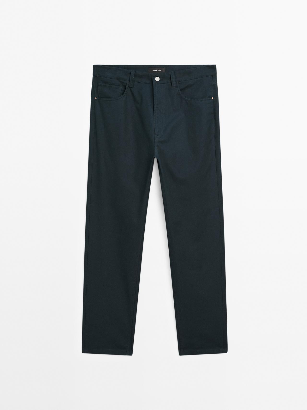 Massimo Dutti - Herre - Lette, Tilspidsede Bukser Med Denimeffekt - Marineblå - 30