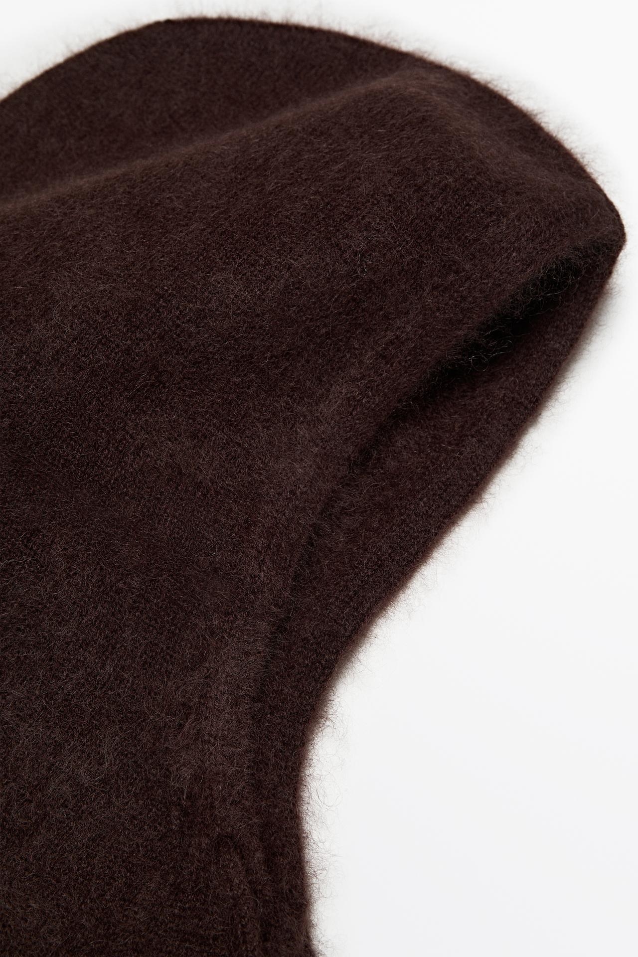 100% cashmere drawstring knit balaclava — AUBERGINE