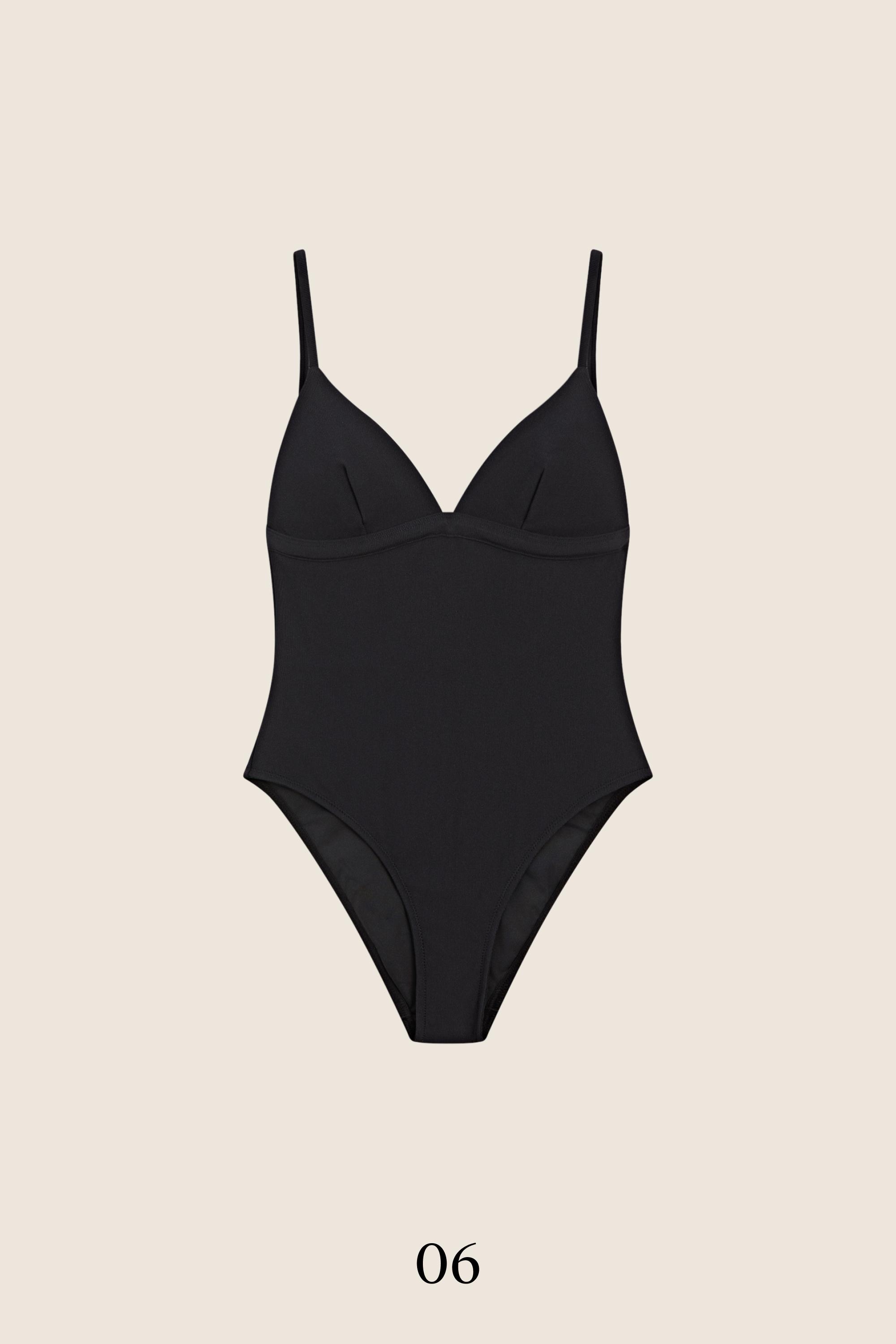 Shimmery triangle swimsuit — BLACK