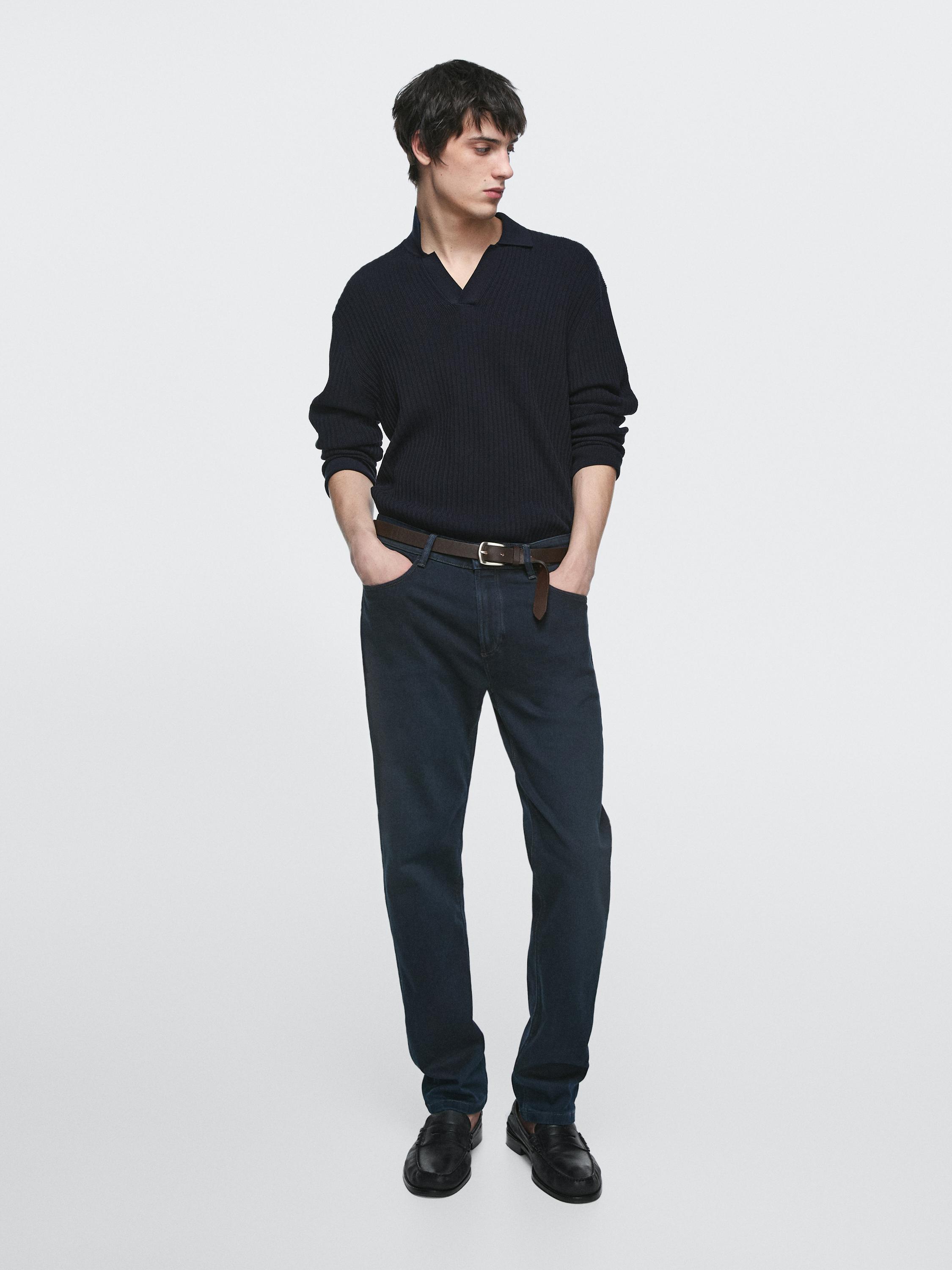 Lightweight slim fit denim effect pants